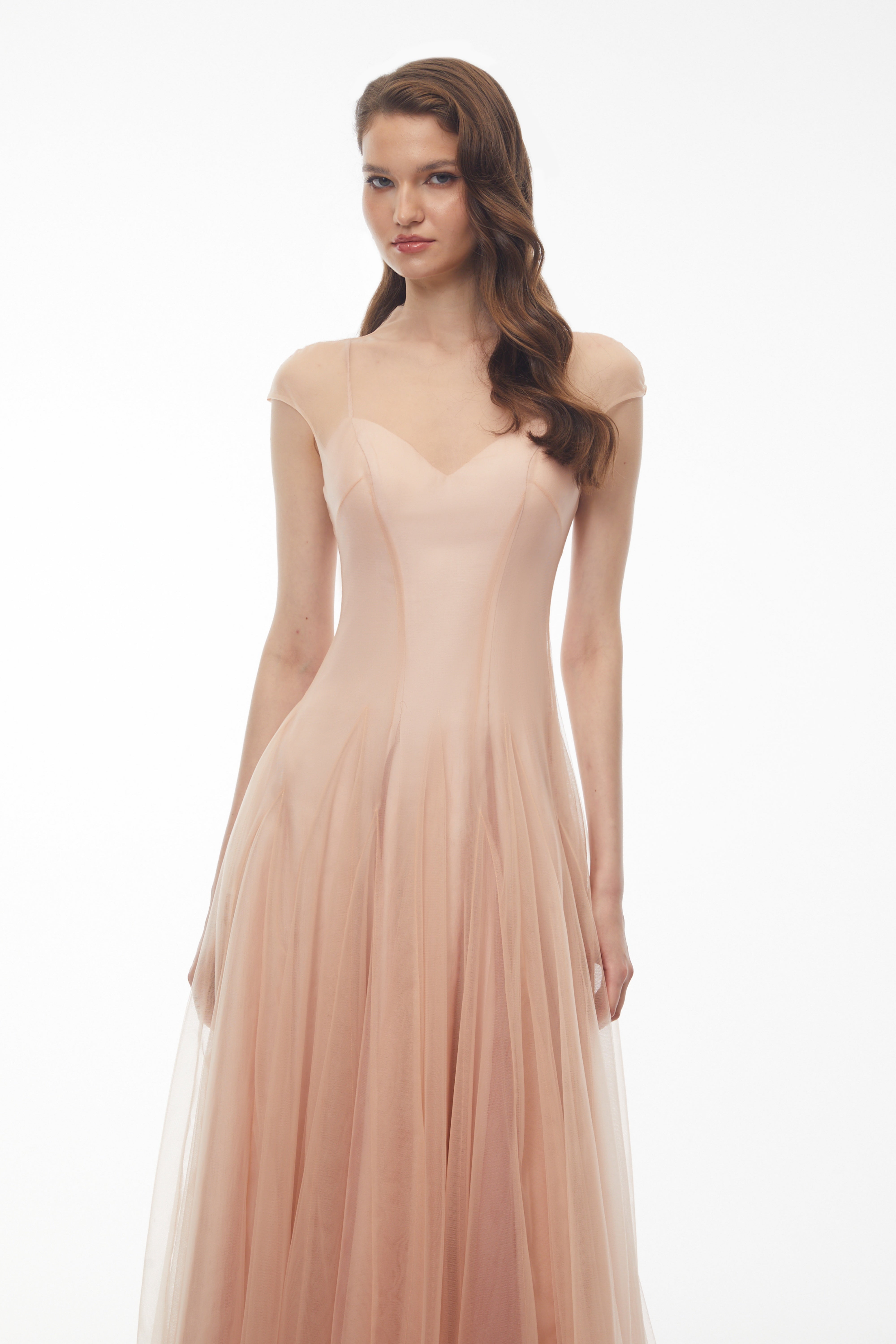 Simin Pink Semi-Sheer Tulle Maxi Dress (Final Sale)