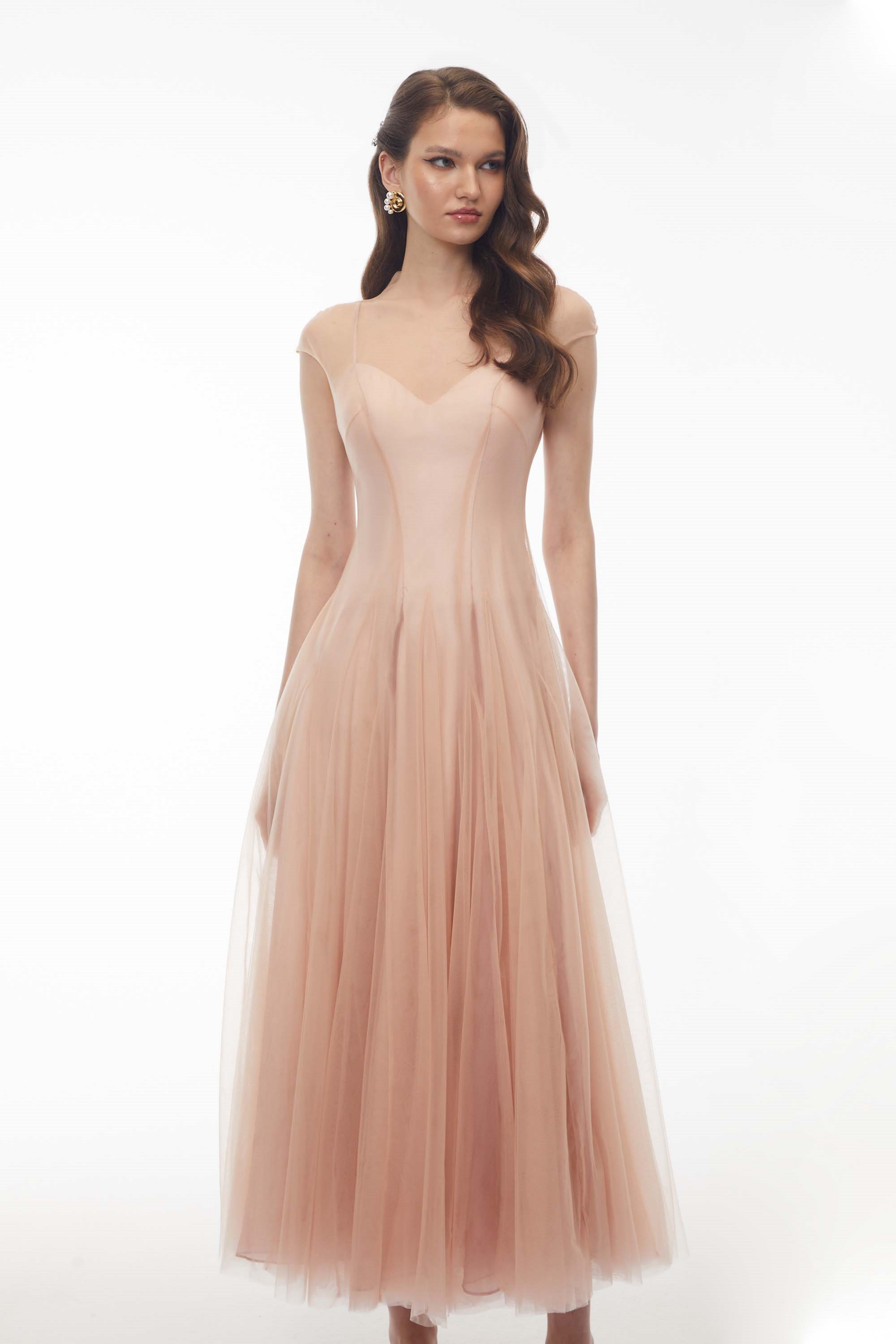 Simin Pink Semi-Sheer Tulle Maxi Dress (Final Sale)