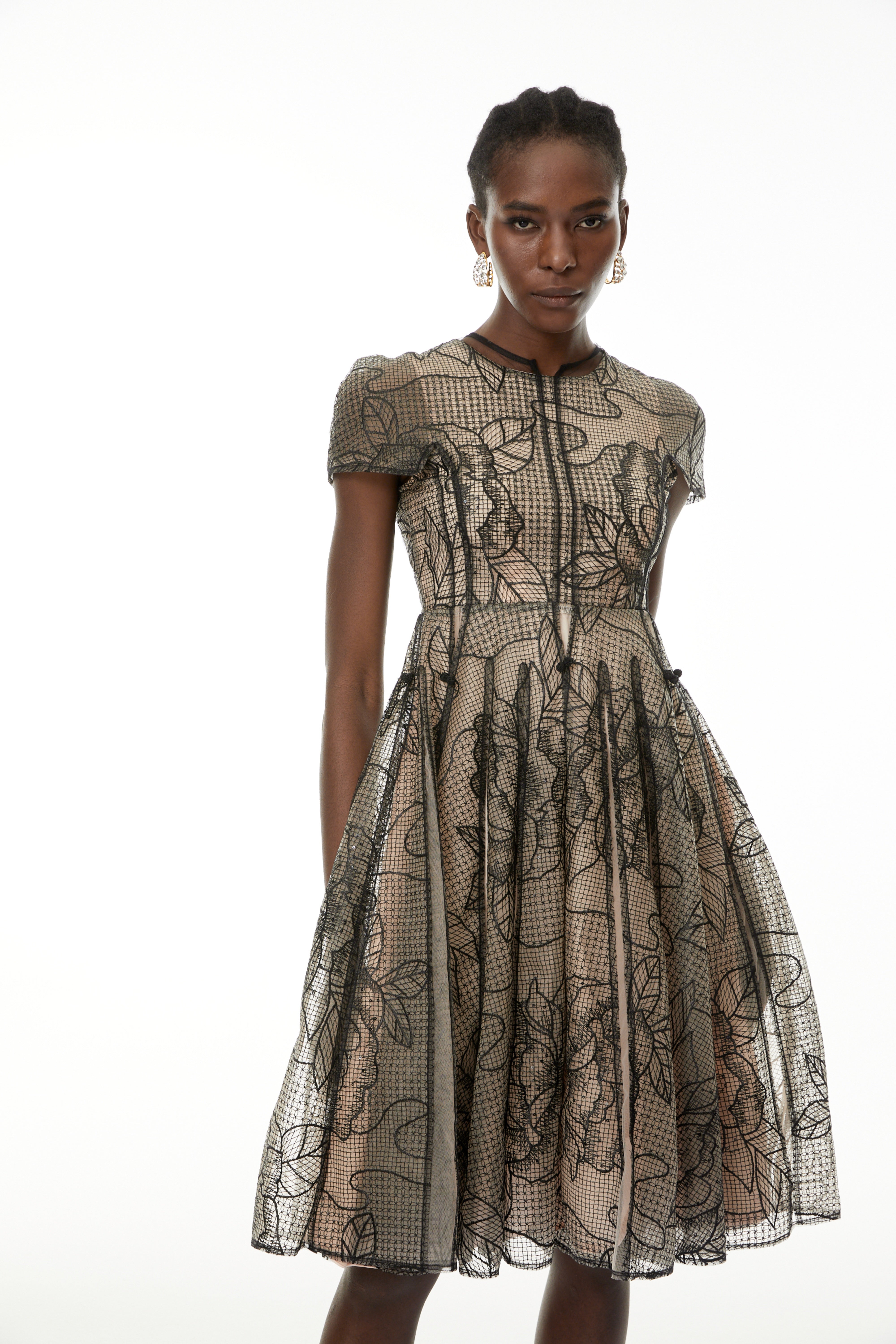 Sisanda Black Semi Sheer Floral Midi Dress (Final Sale-US Only)