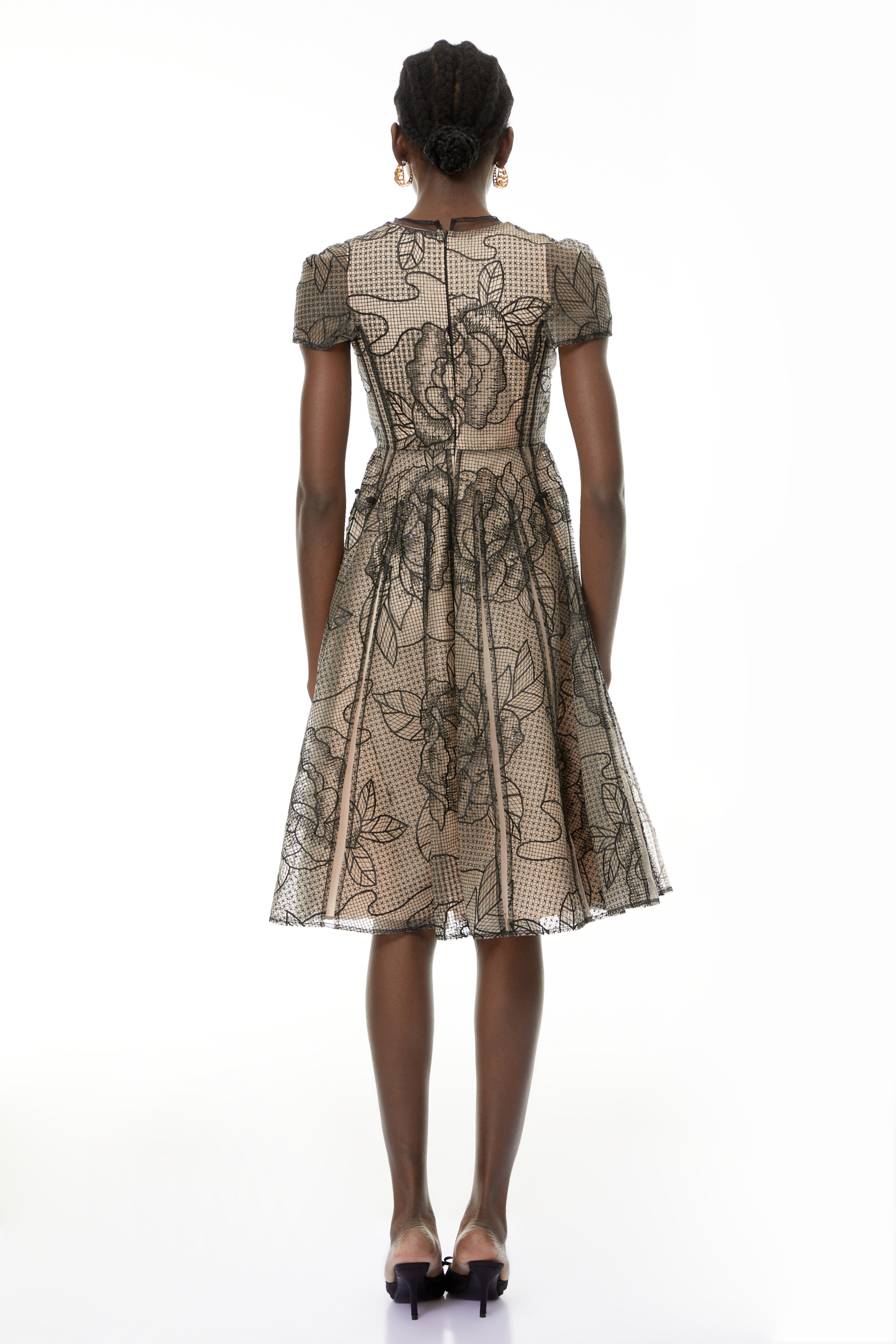 Sisanda Black Semi Sheer Floral Midi Dress (Final Sale-US Only)