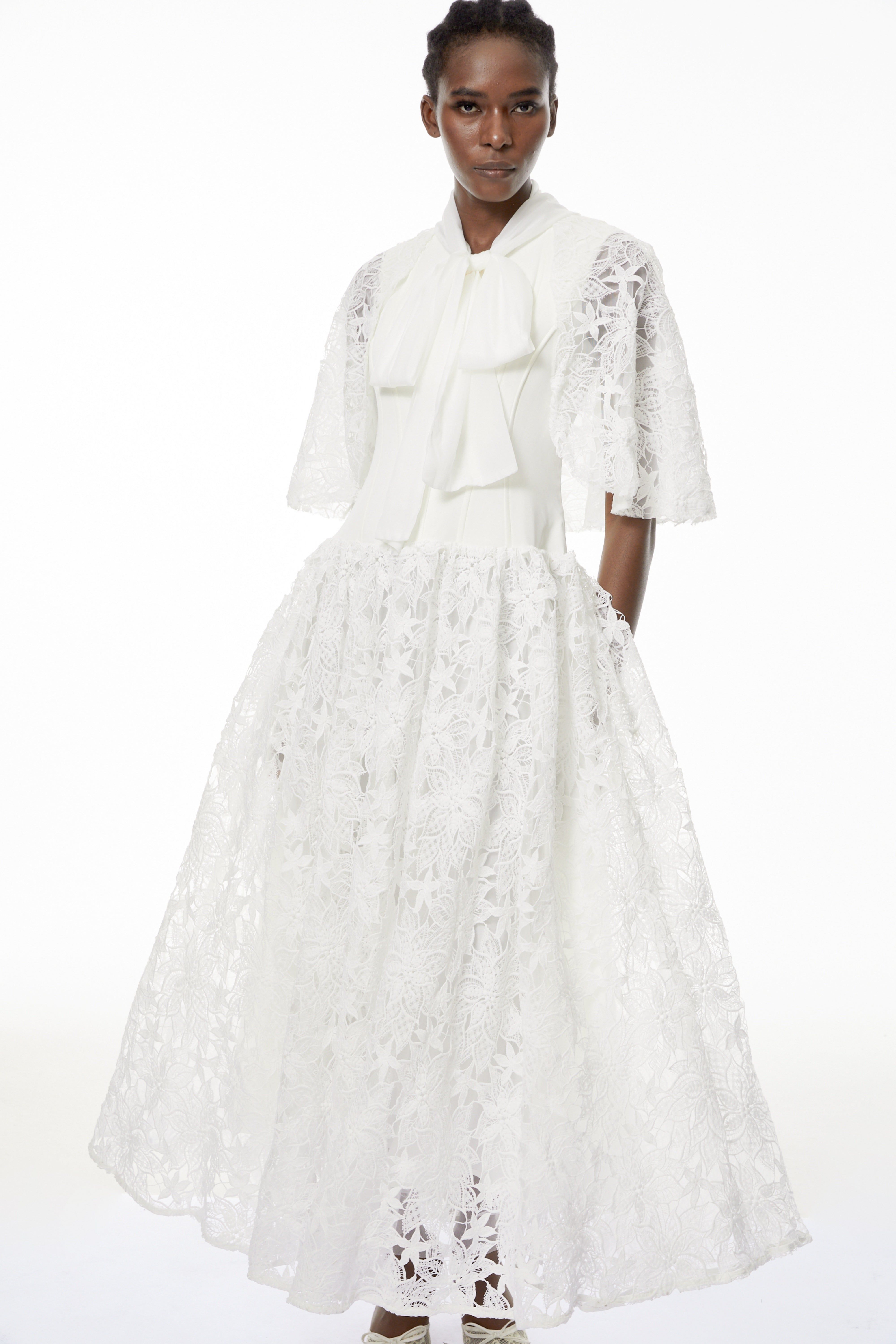 Sissel White Floral Lace Maxi Dress with Self-Tie (Final Sale-US Only)