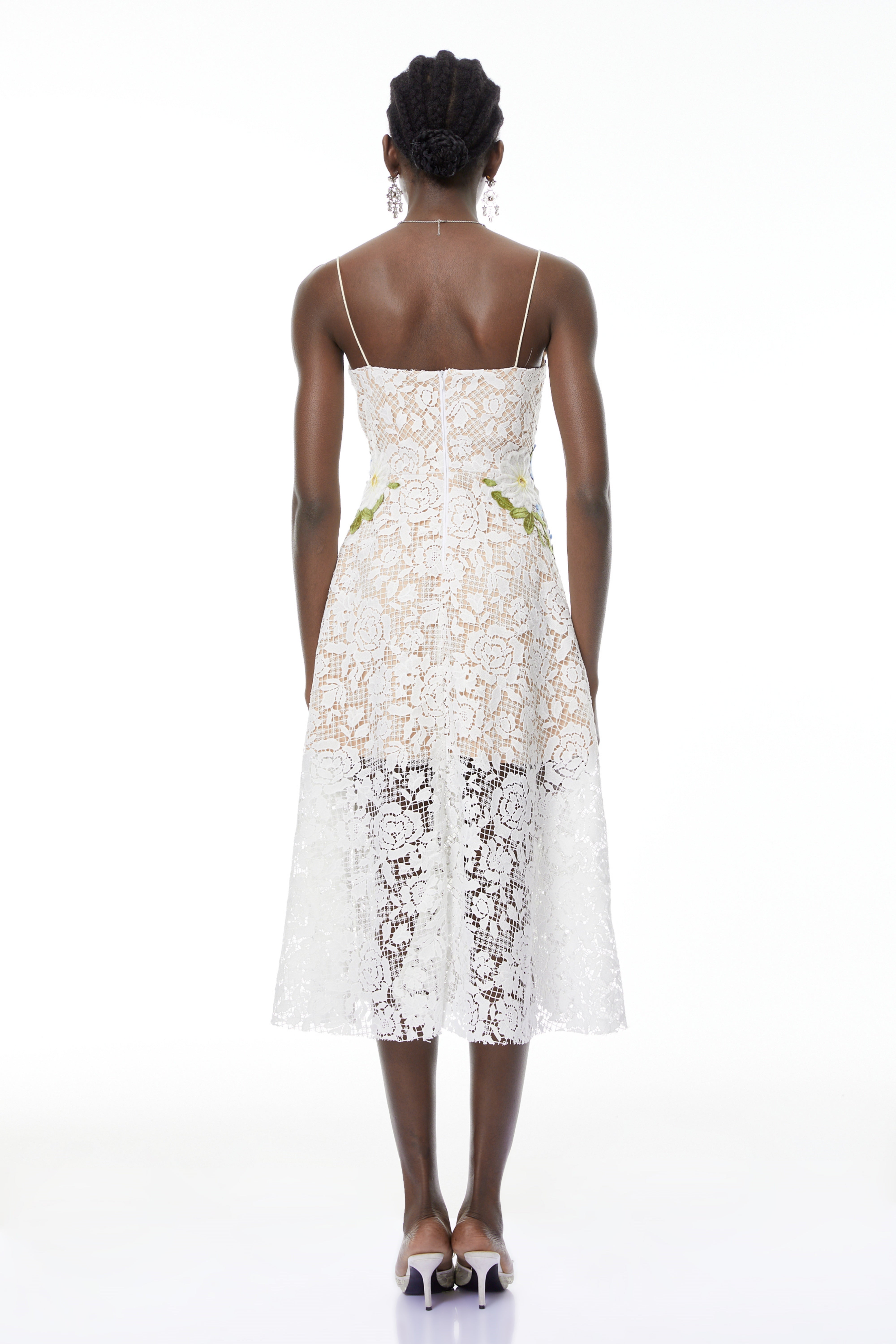 Floral Embroidered Lace Midi Dress