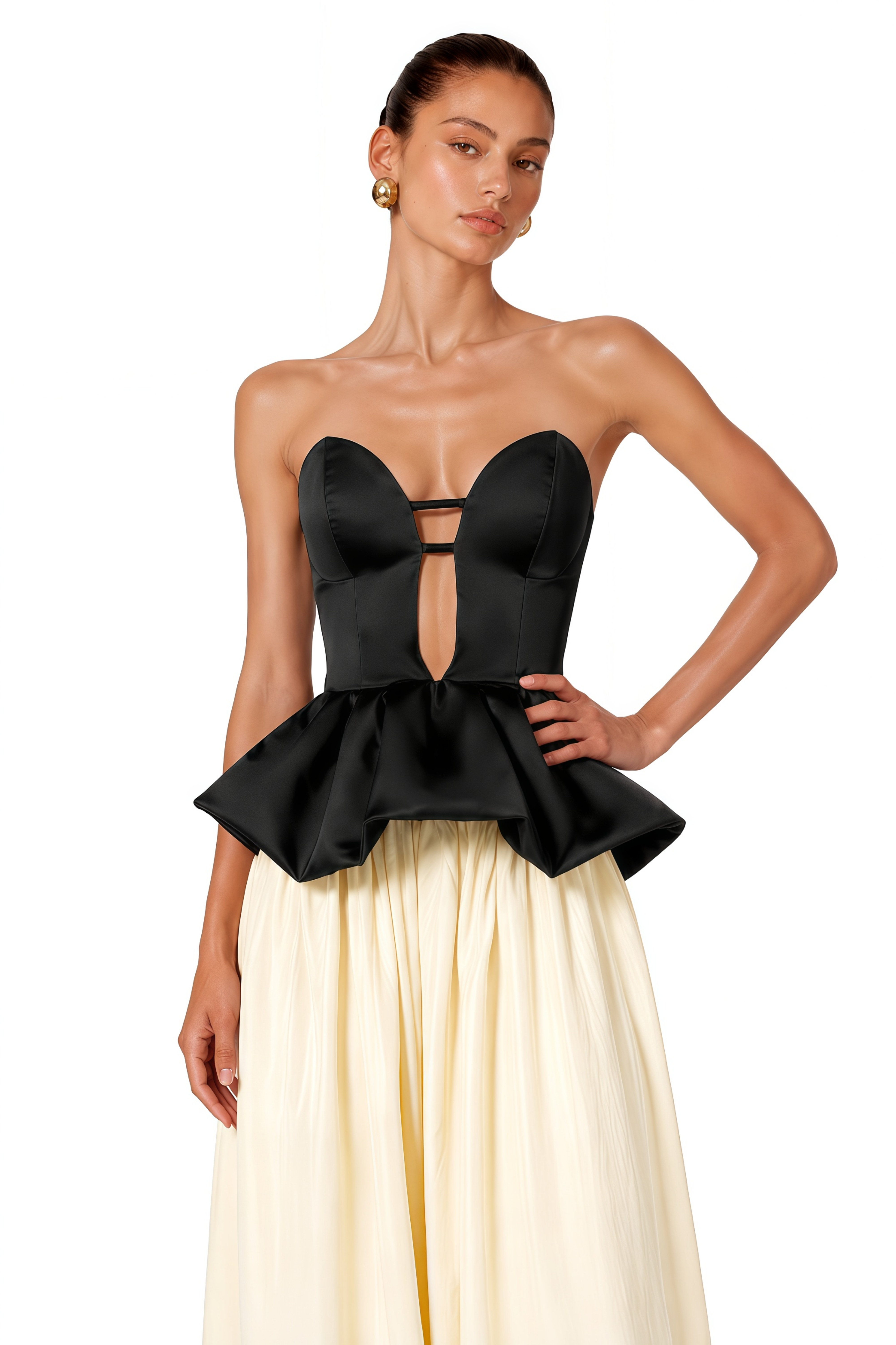 Tallulah Black Peplum Hem Top & Balloon Trousers Set