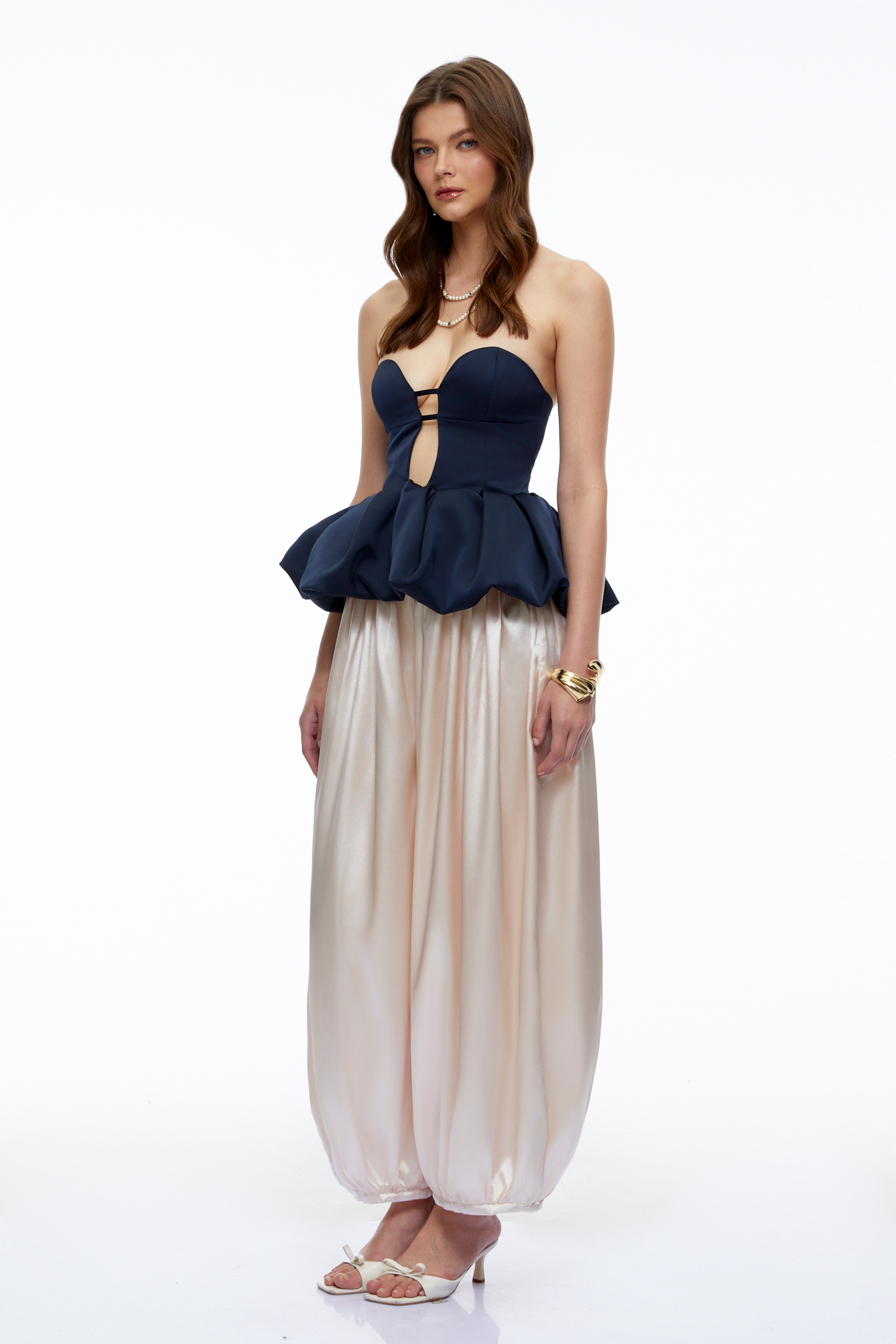 Tallulah Black Peplum Hem Top & Balloon Trousers Set