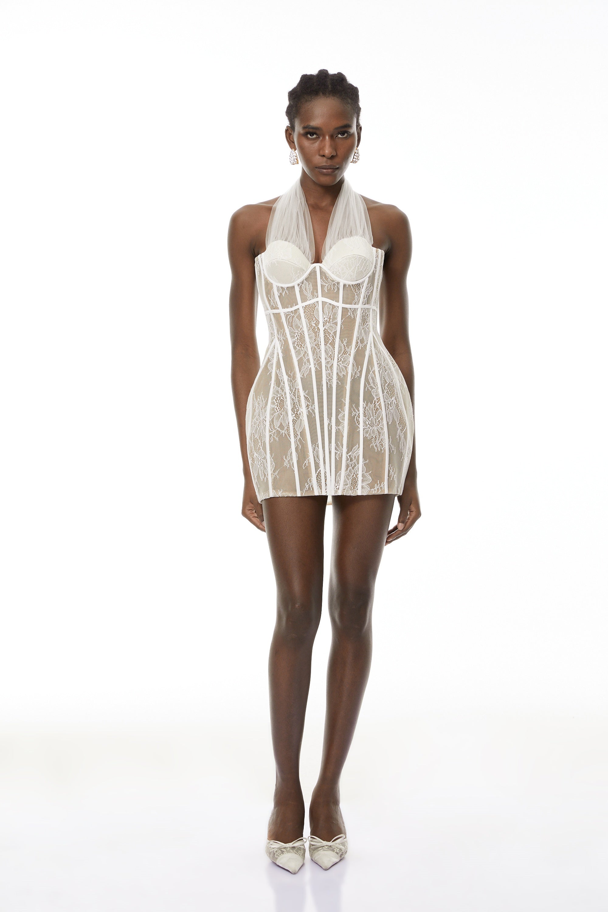 Thembeka White Halterneck Lace Mini Dress (Final Sale-US Only)