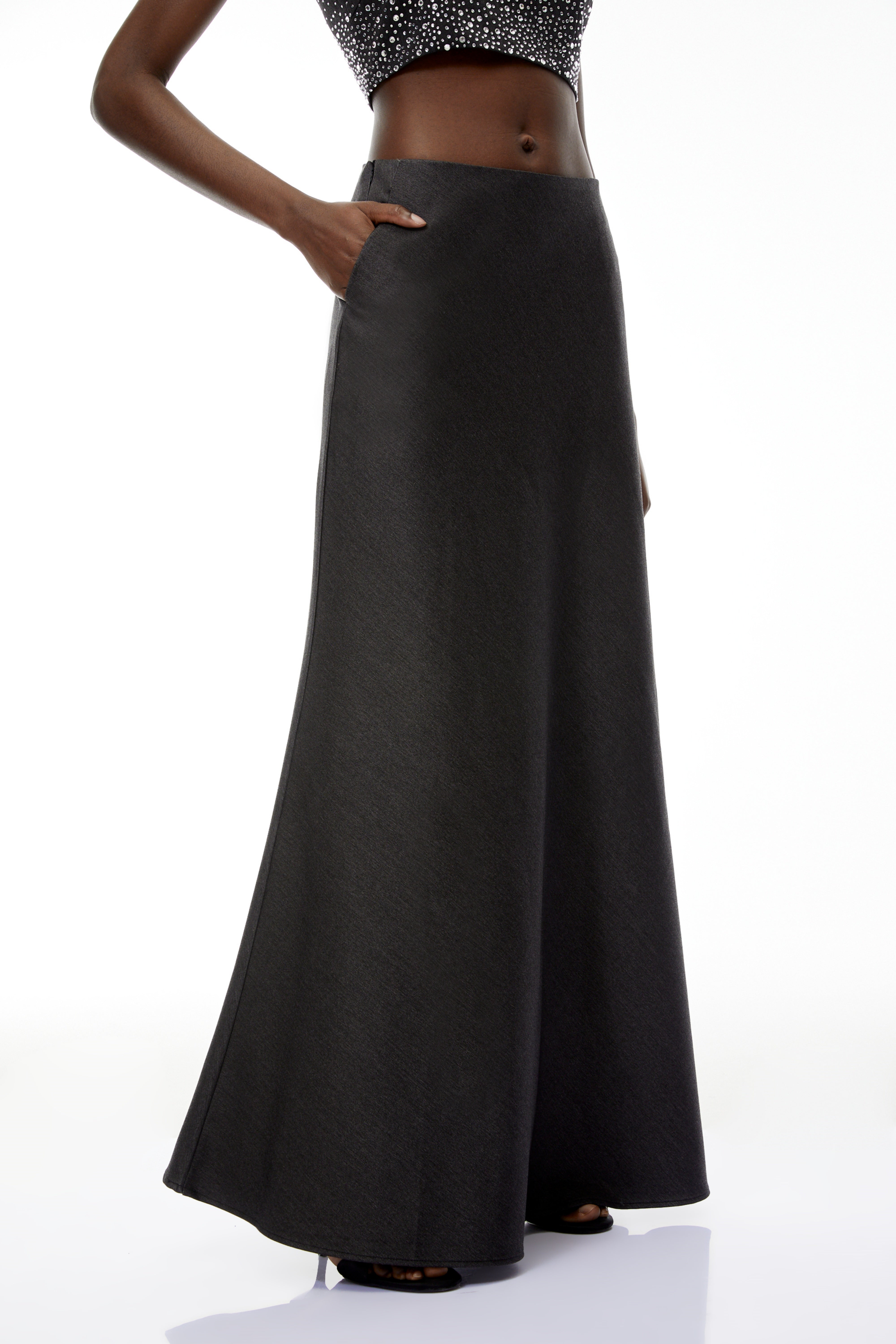 Thorne Grey Flared Maxi Skirt (Final Sale)