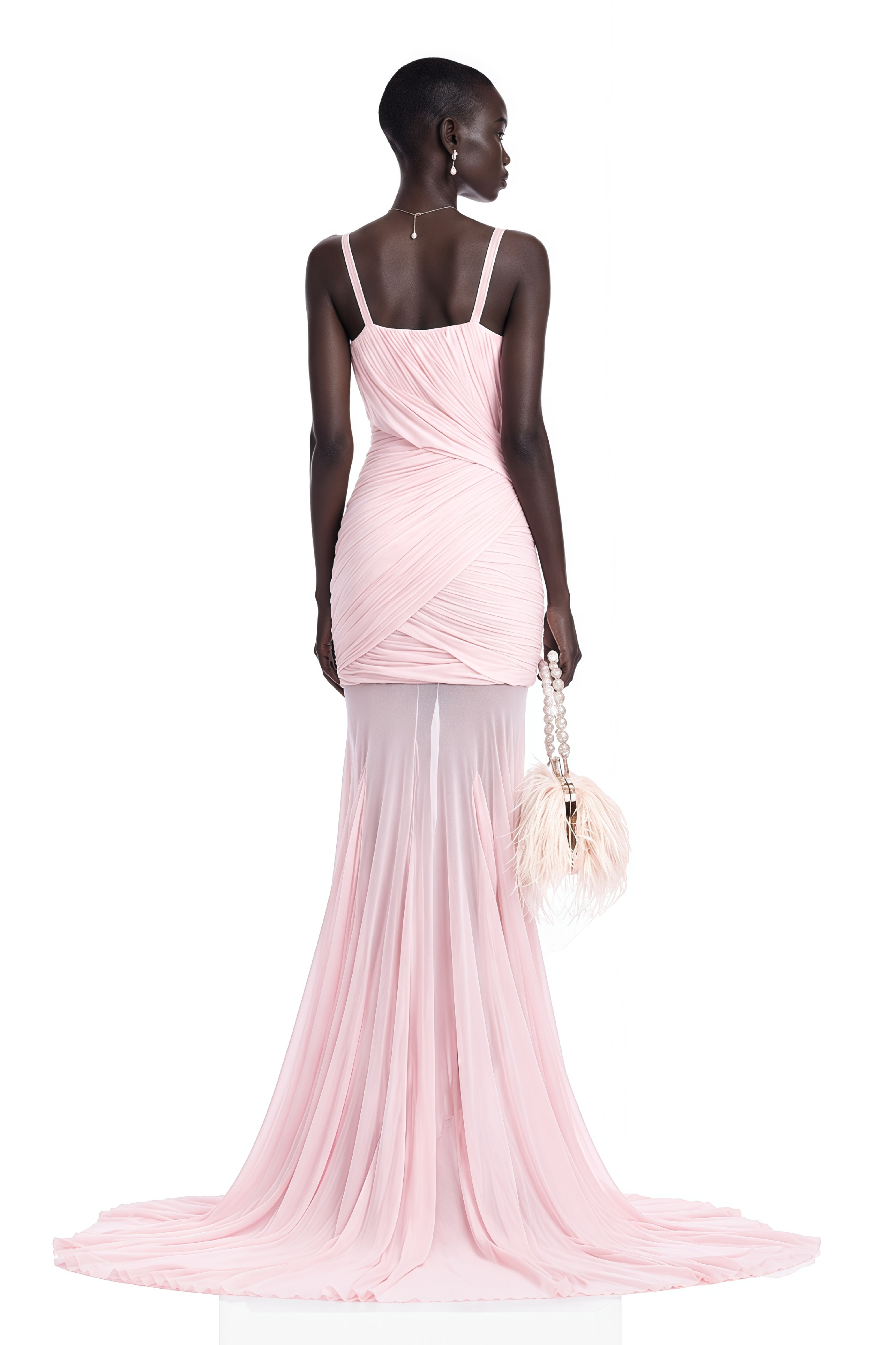 Valentina Pink V-Neck Ruched Maxi Dress