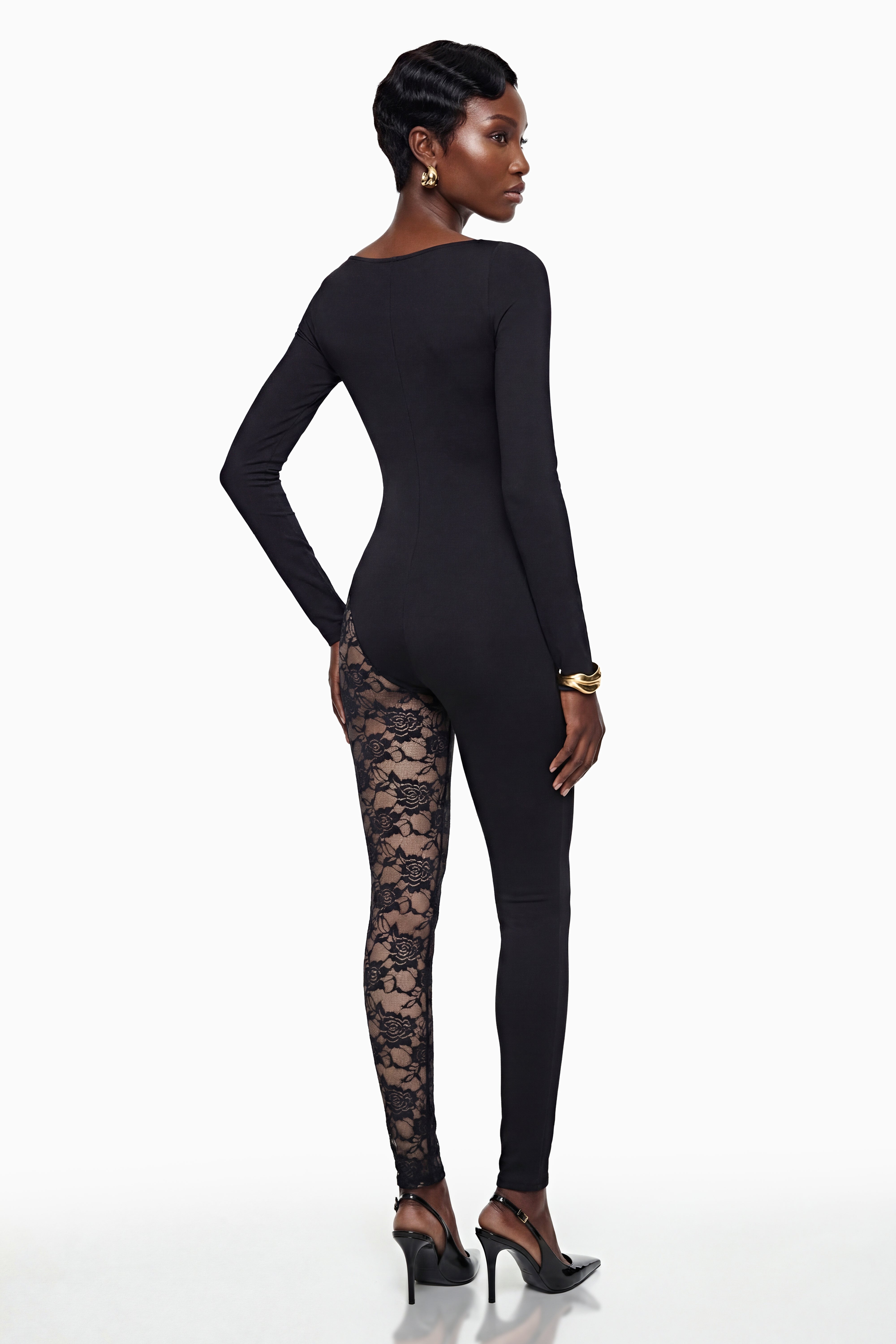 Vilma Black Lace Panel Jumpsuit (Final Sale-US Only)
