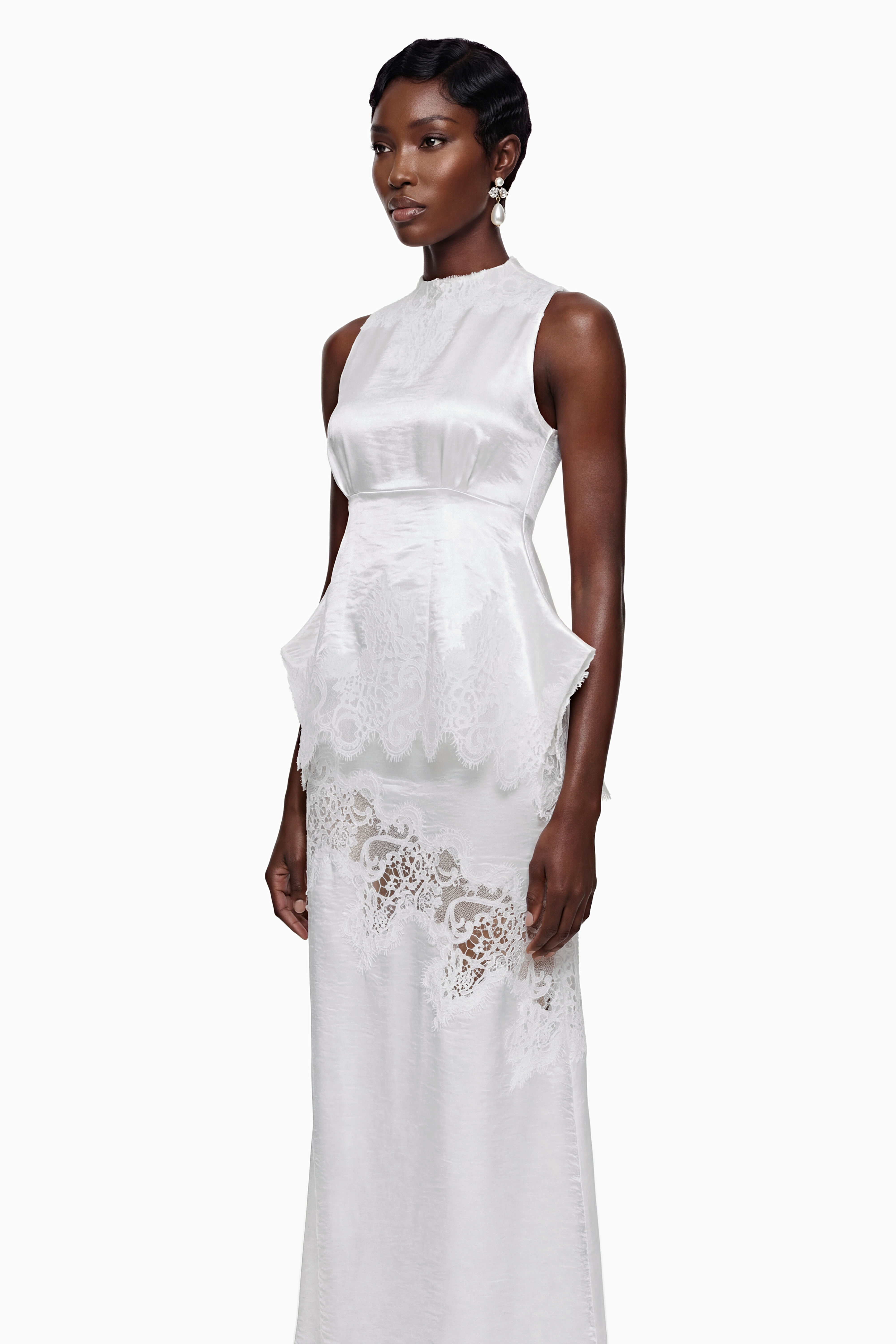 Waltraud White Lace Top & Mermaid Skirt Set (Final Sale)