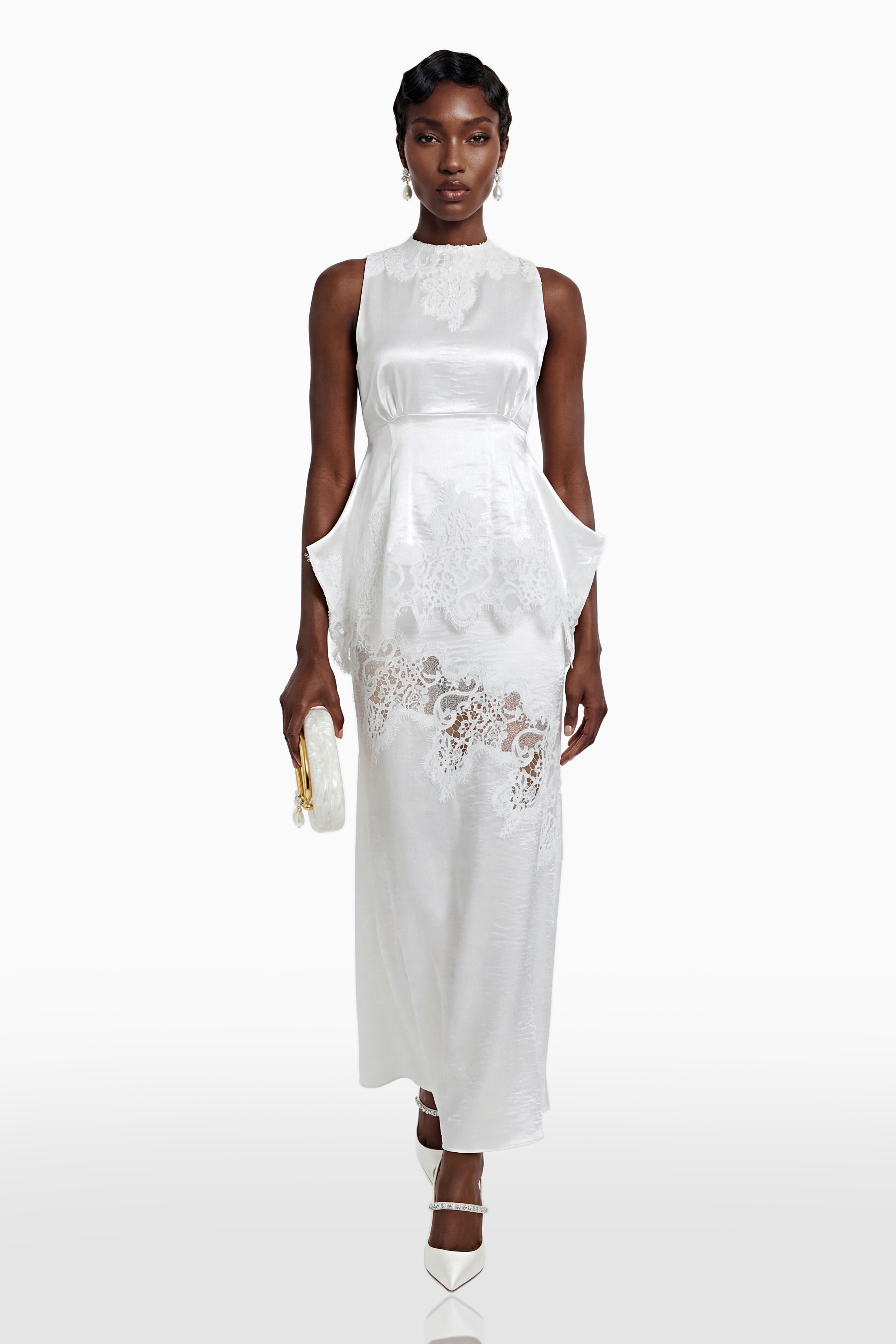Waltraud White Lace Top & Mermaid Skirt Set (Final Sale)