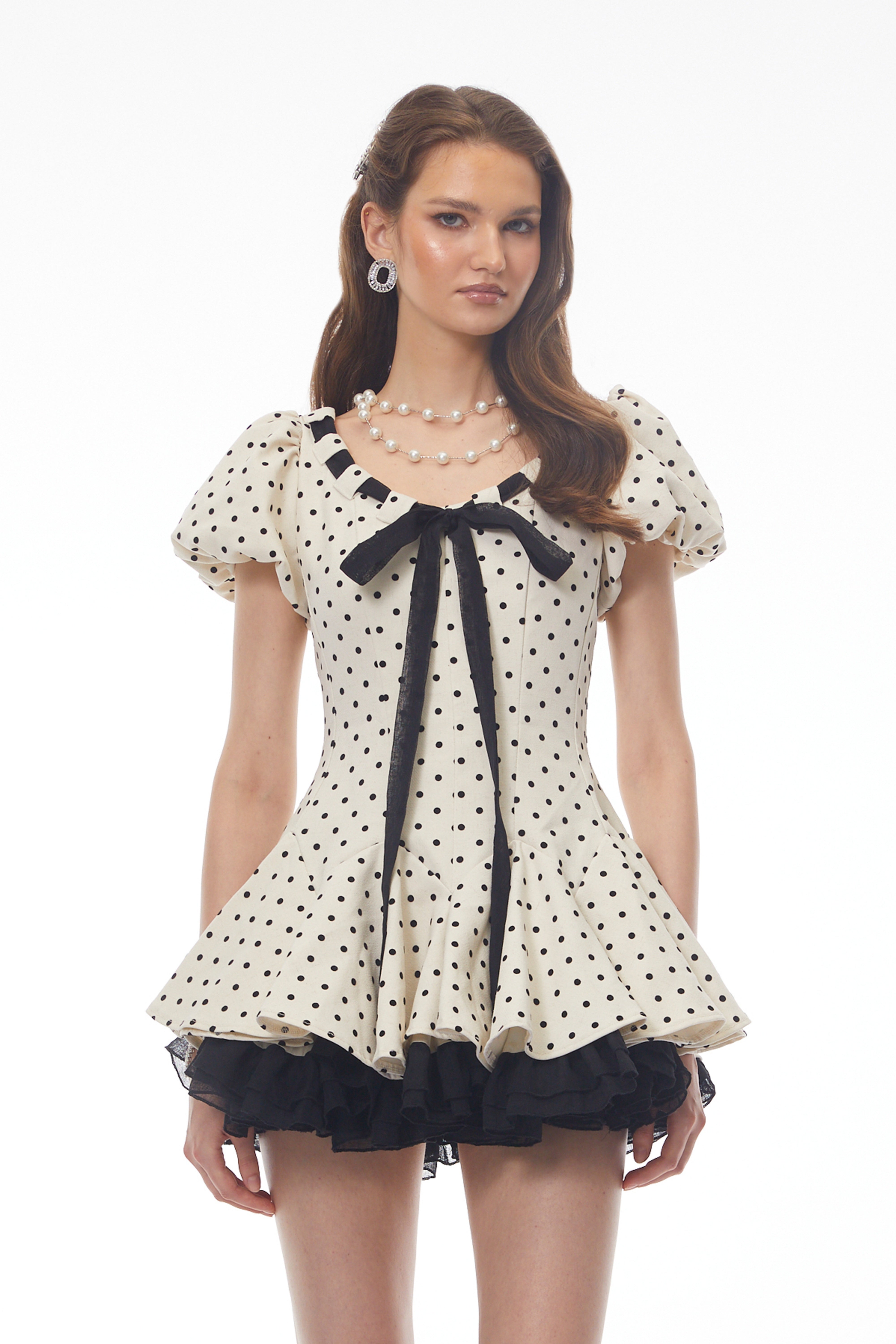 Wania White Polka Dot Mini Dress with Tie-Front (Final Sale-US Only)