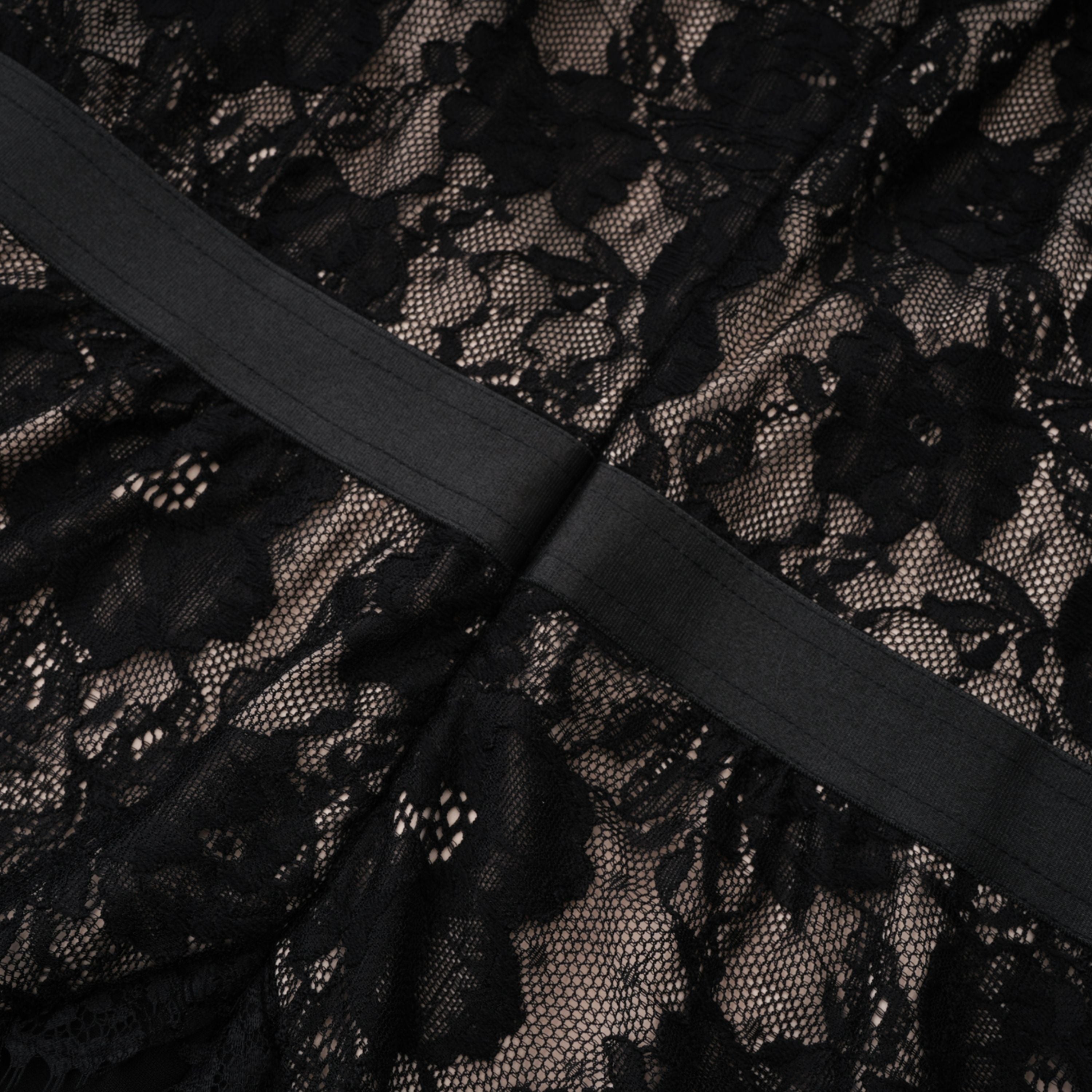 Zhadana Black Semi-Sheer Lace Panel Jumpsuit (Final Sale-US Only)