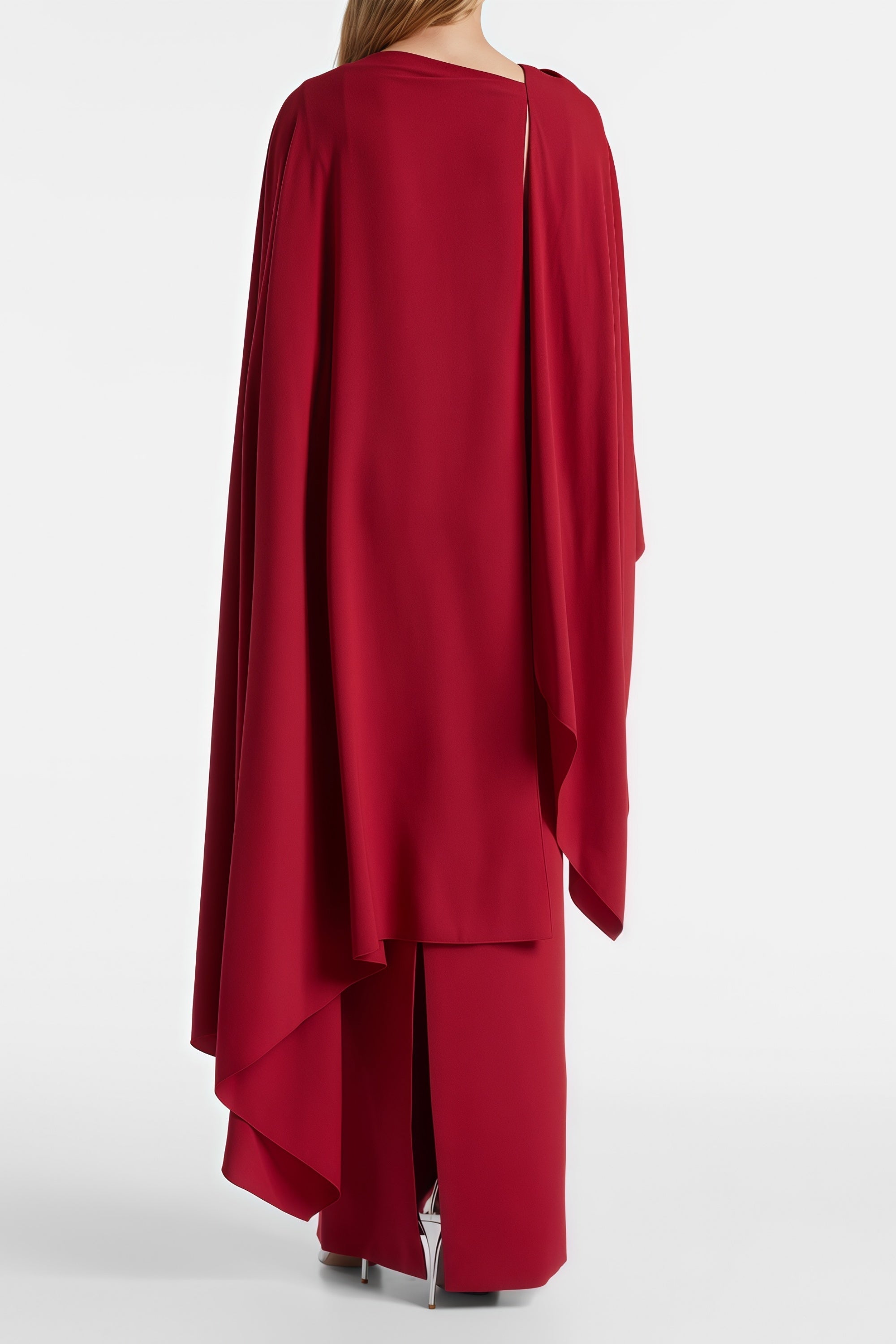 Zinhle Red Draped Cape Maxi Dress (Final Sale)
