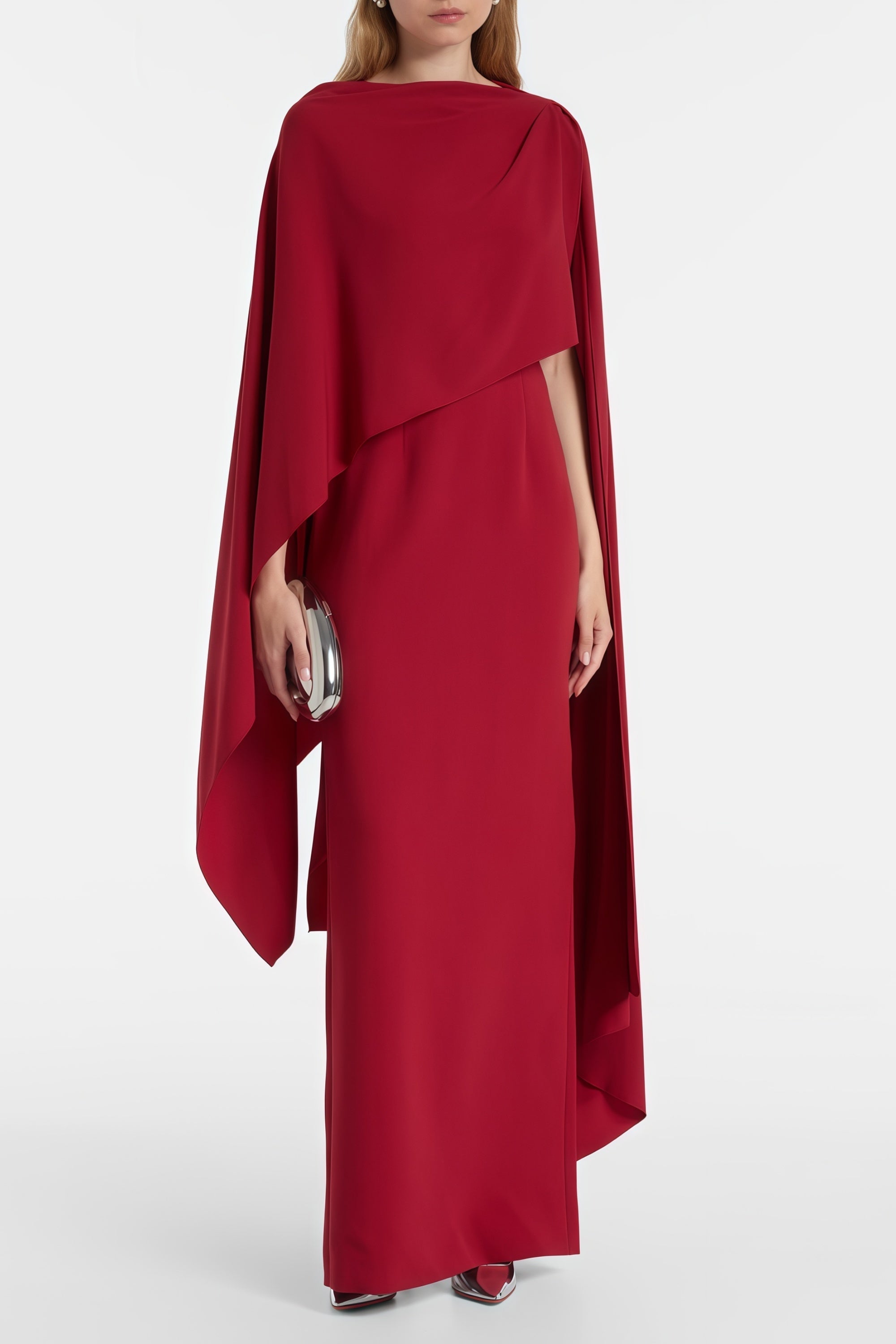 Zinhle Red Draped Cape Maxi Dress (Final Sale)