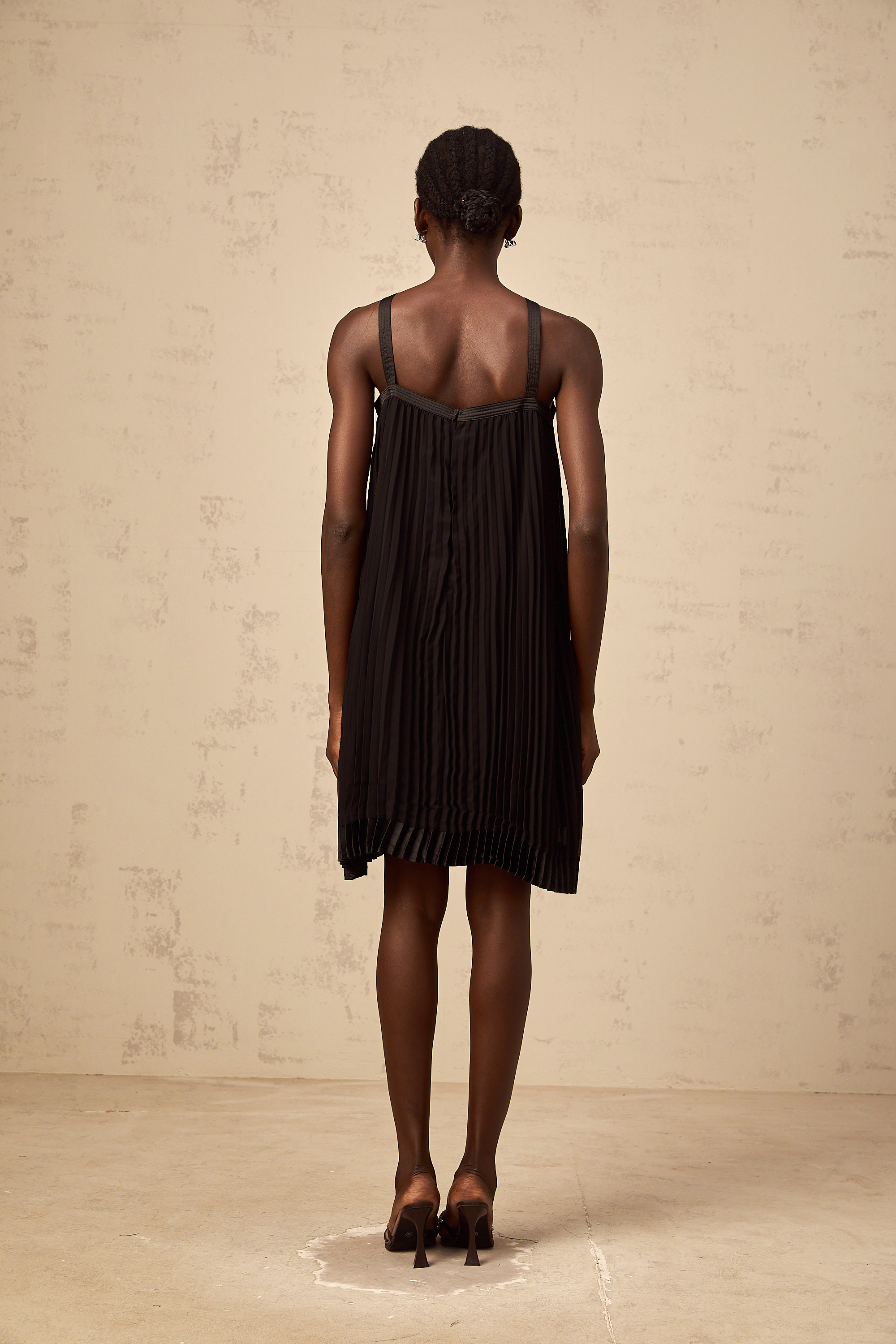 Zelda black bowknot pleated mini dress (Final Sale-US Only)