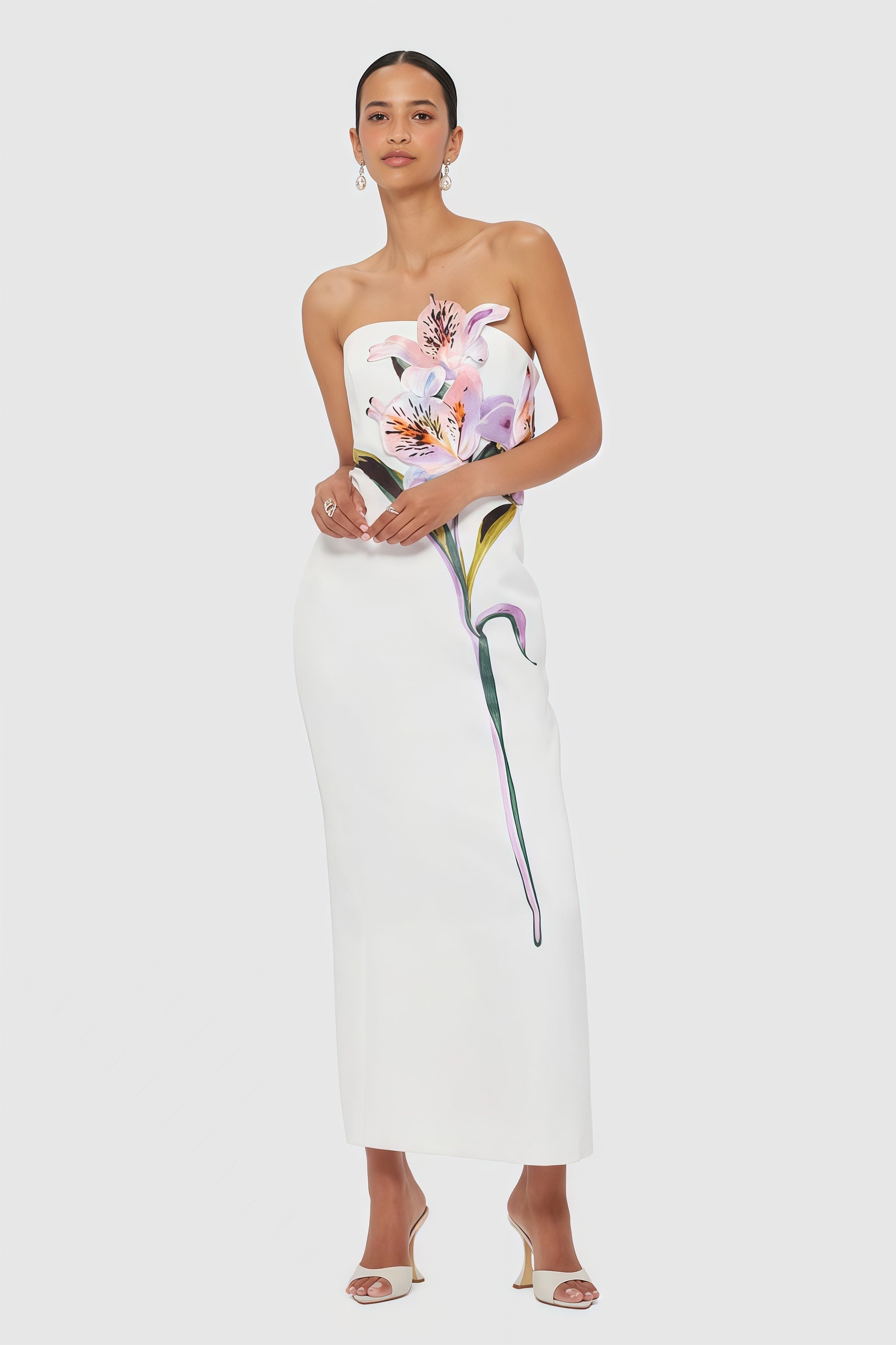 Floral-Appliqué Cocktail Dress