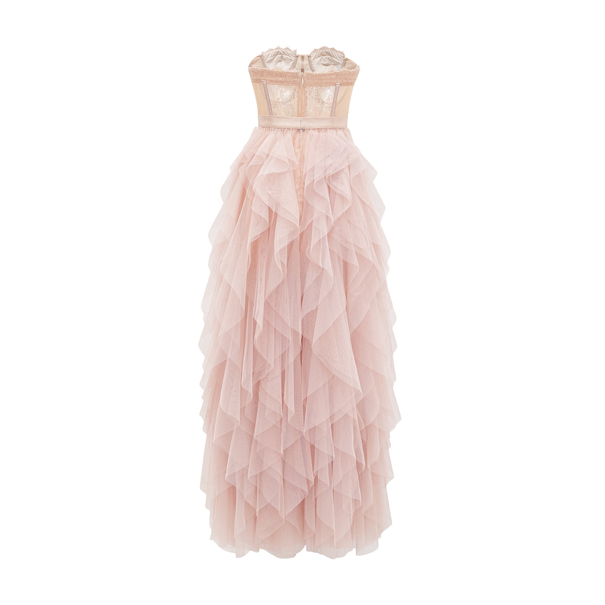 Eilís Pink Bustier Mesh Maxi Dress (Final Sale)