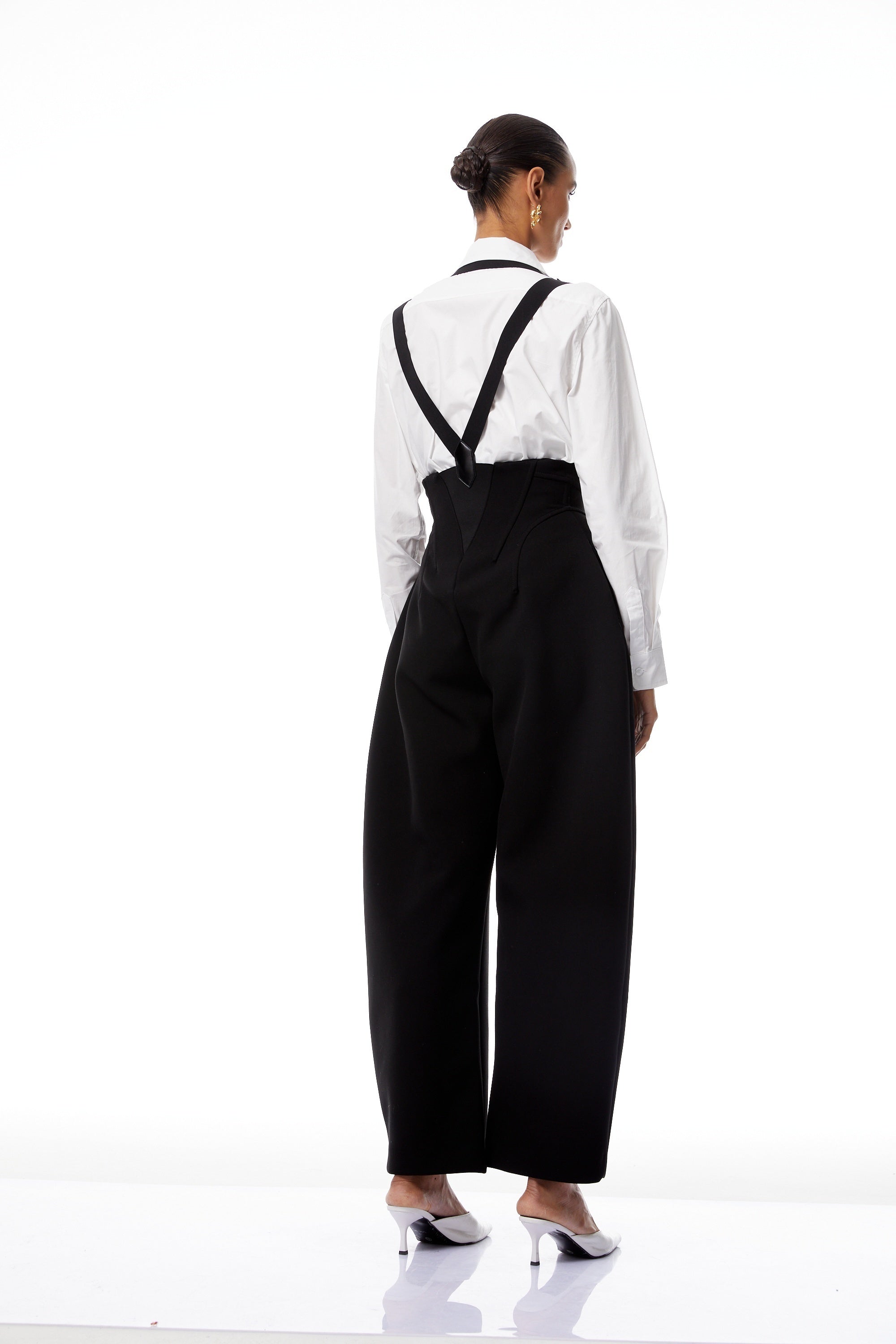 Ivona Black Boned Bodice Wide Leg Overalls (Final Sale-US Only)