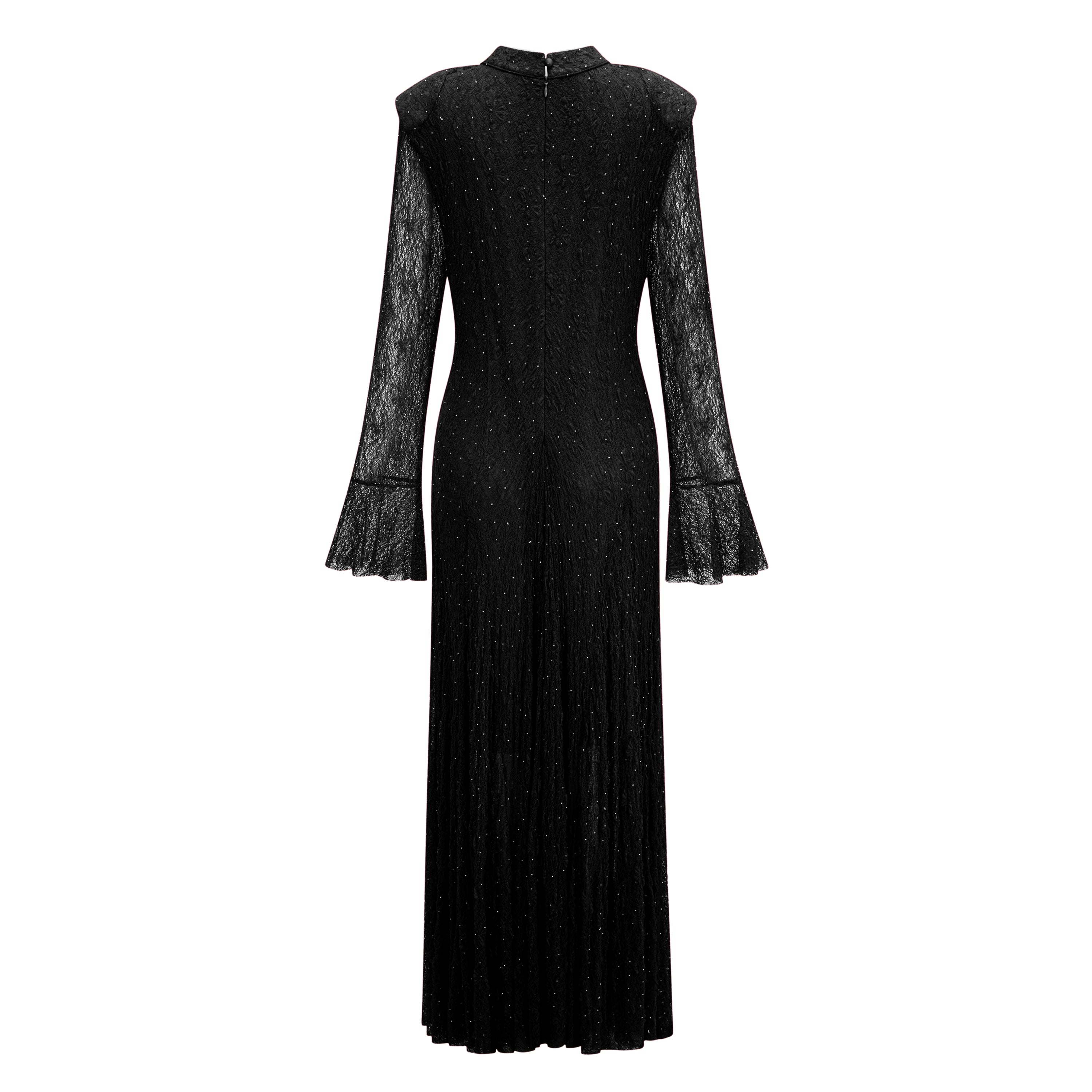 Justyna Black Rhinestone Guipure Lace Maxi Dress (Final Sale)