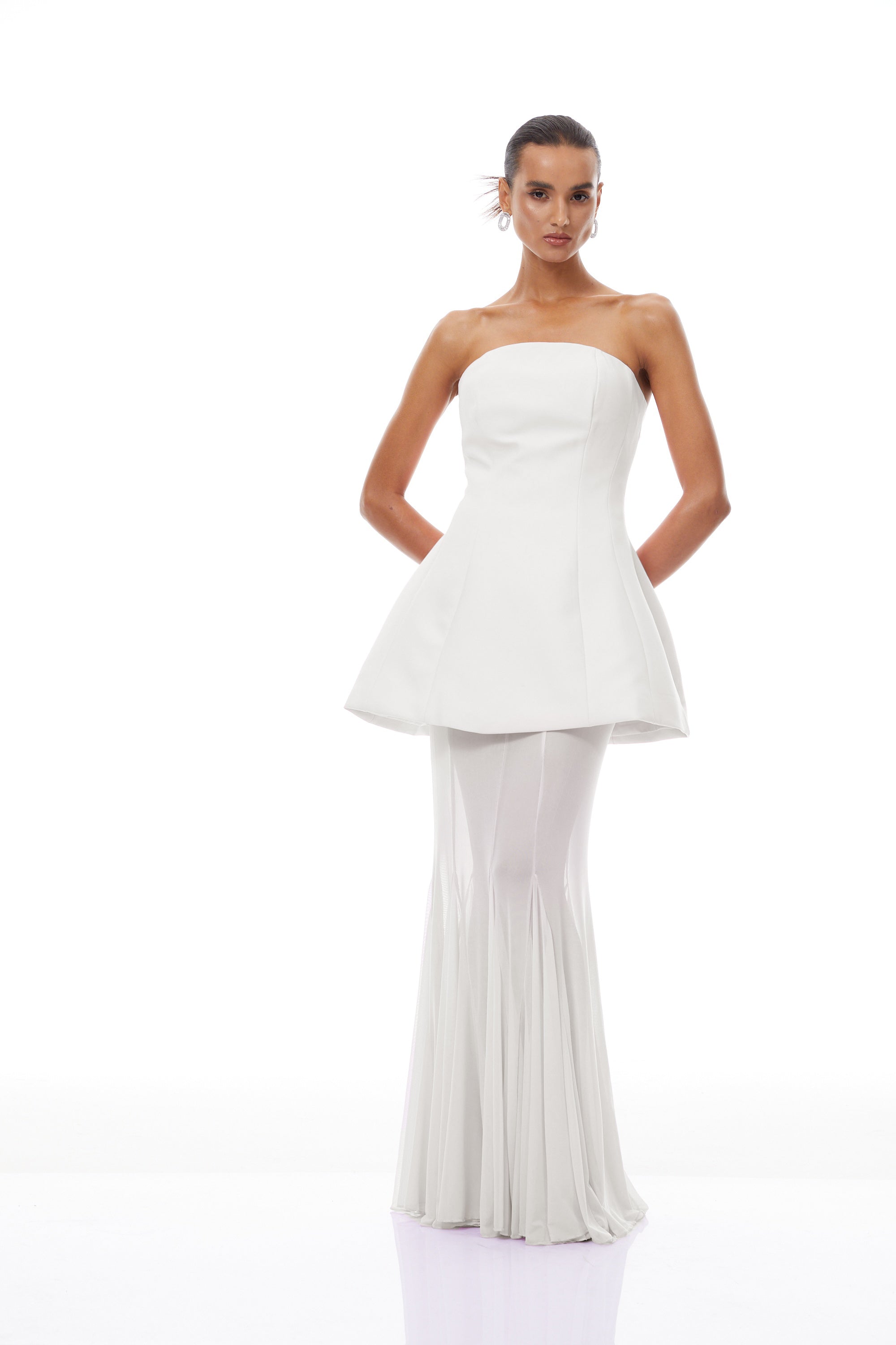 Mélanie White Corset Dress & Mesh Skirt Set (Final Sale-US Only)