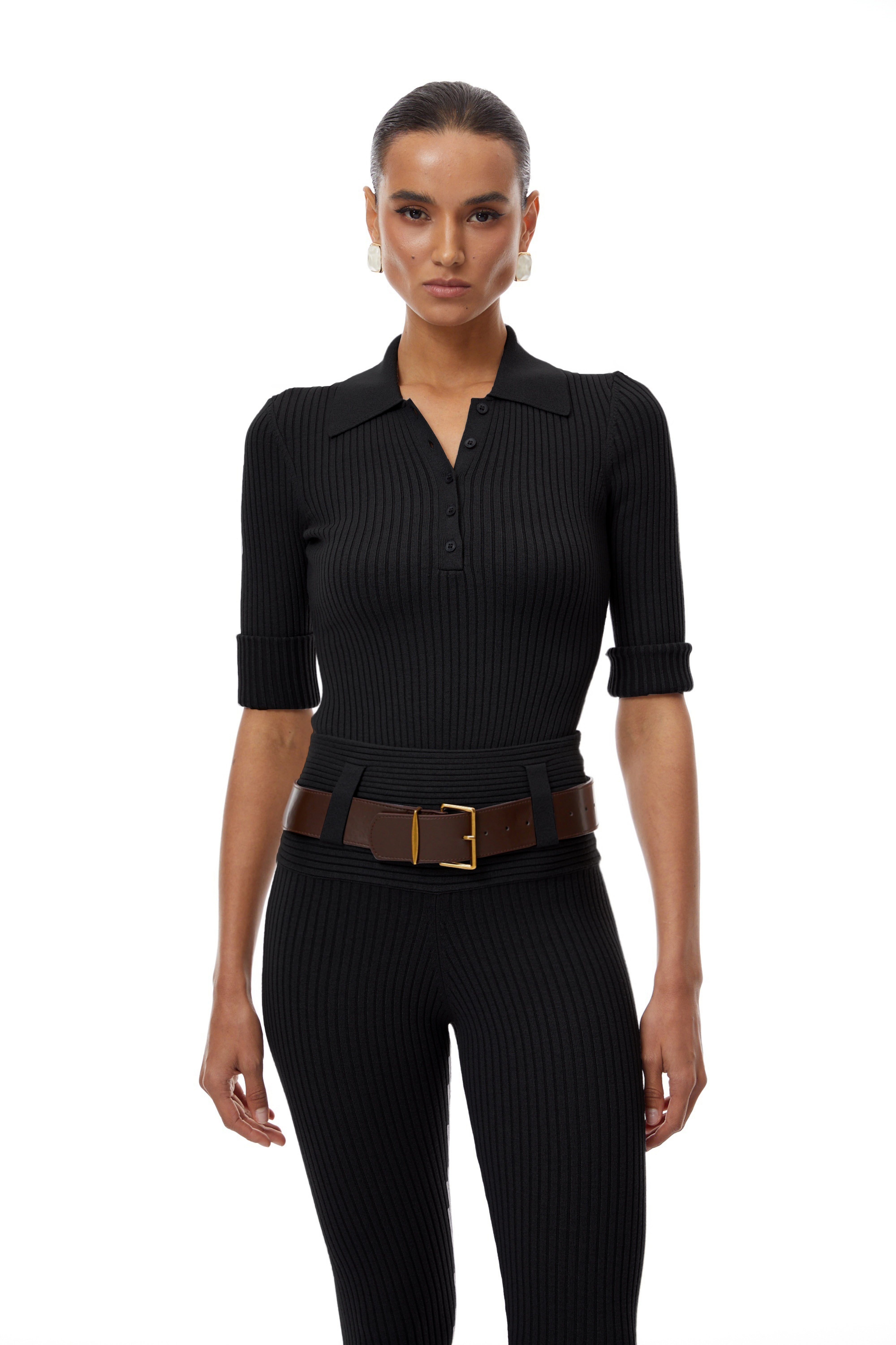 Knitted Polo Bodysuit & Trousers