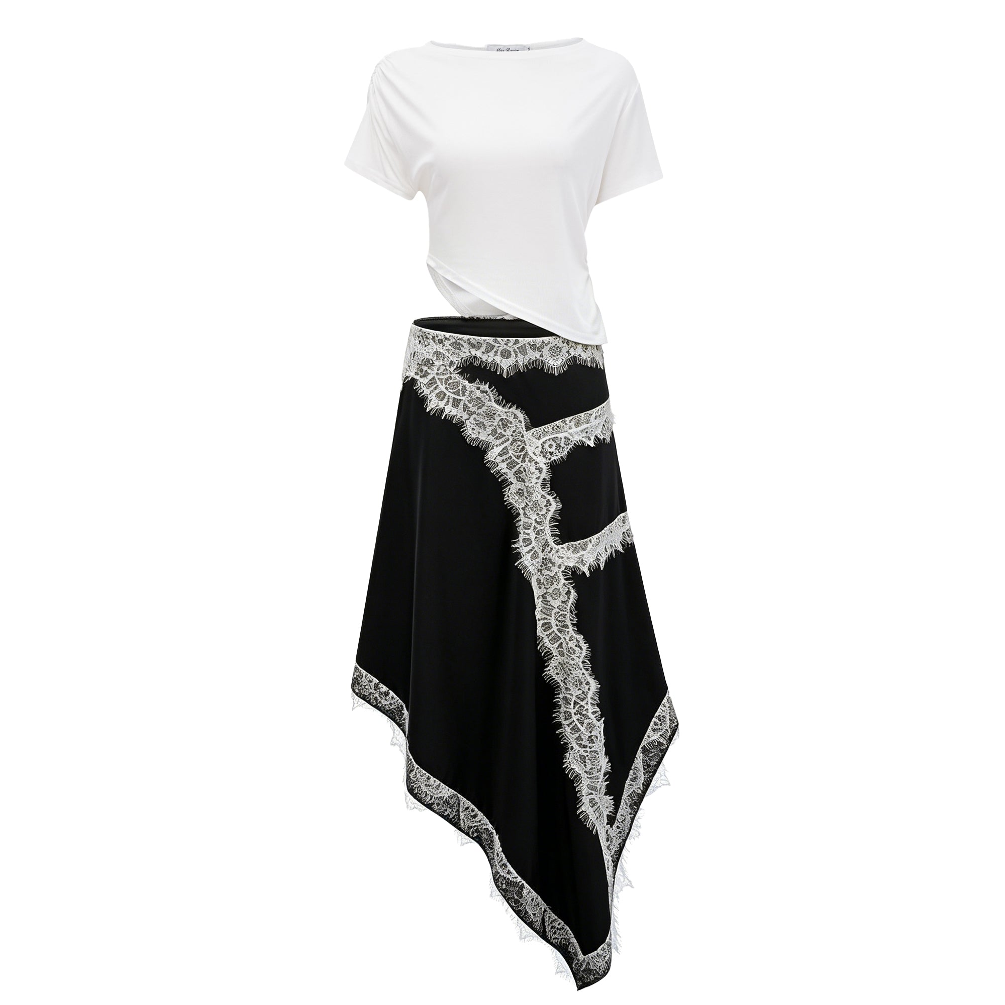 Fiamma Color Block Gathered Lace Panel Maxi Dress (Final Sale)