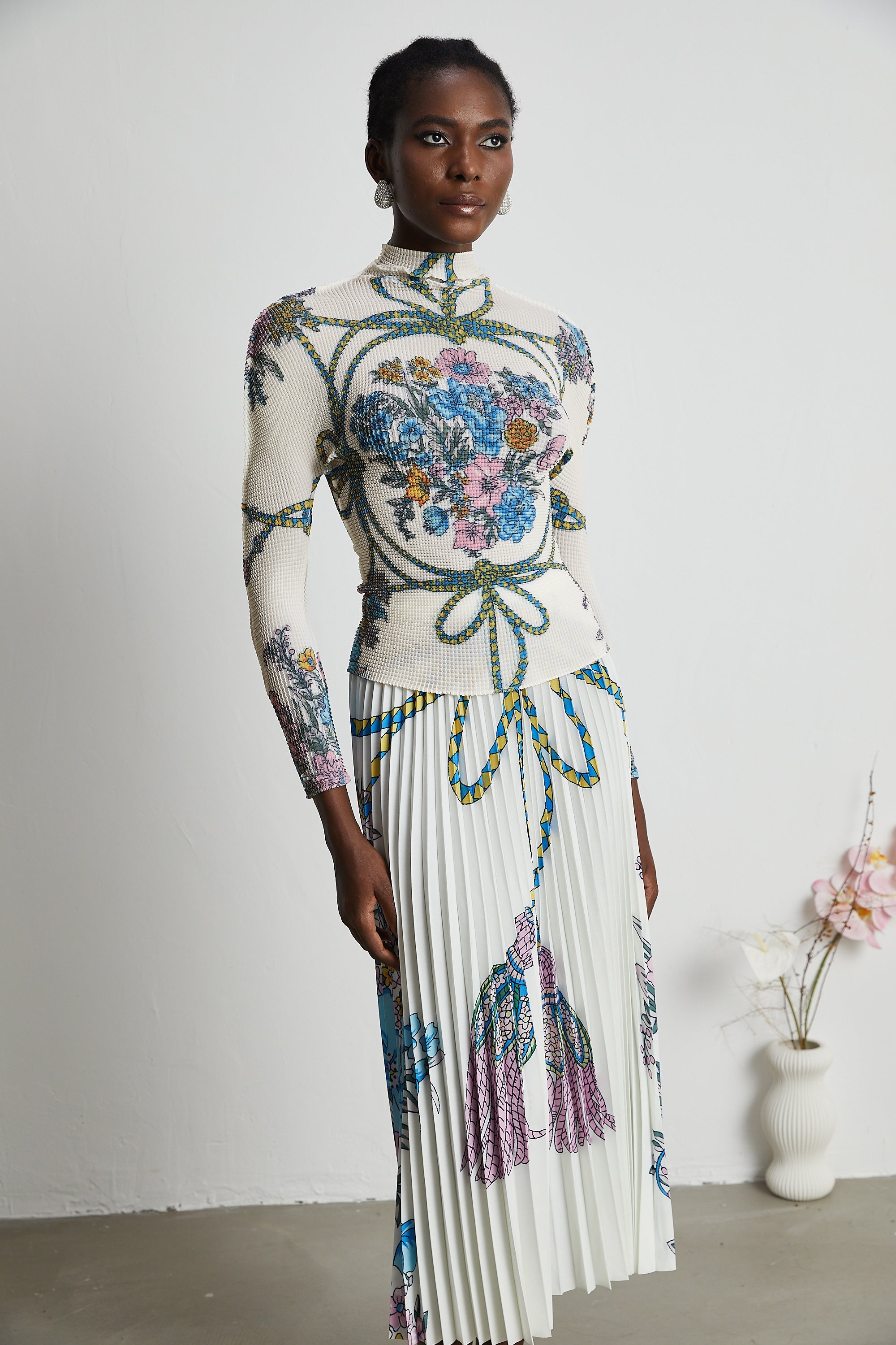 Huguette pattern-print top & skirt matching set (Final Sale)