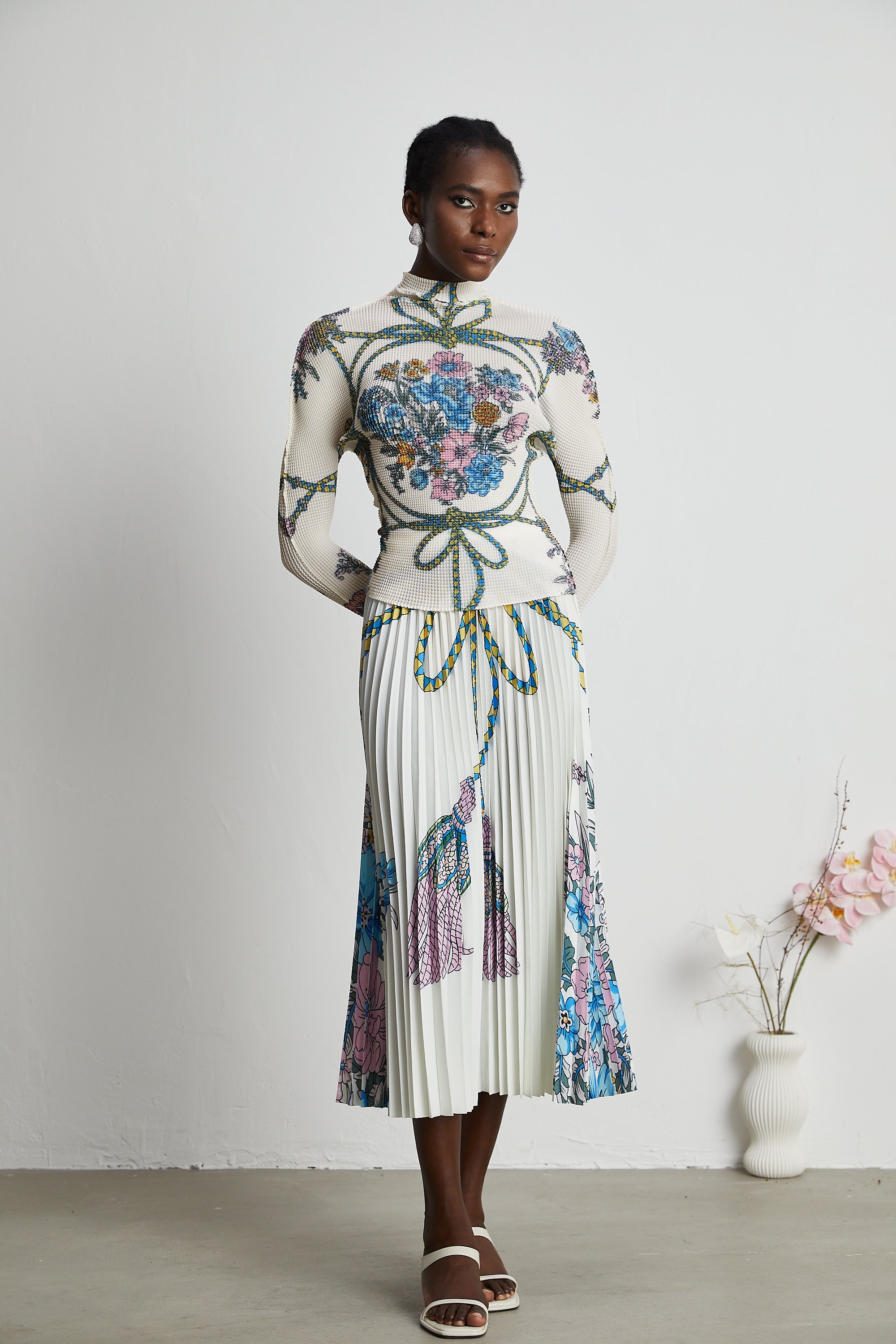 Huguette pattern-print top & skirt matching set (Final Sale)