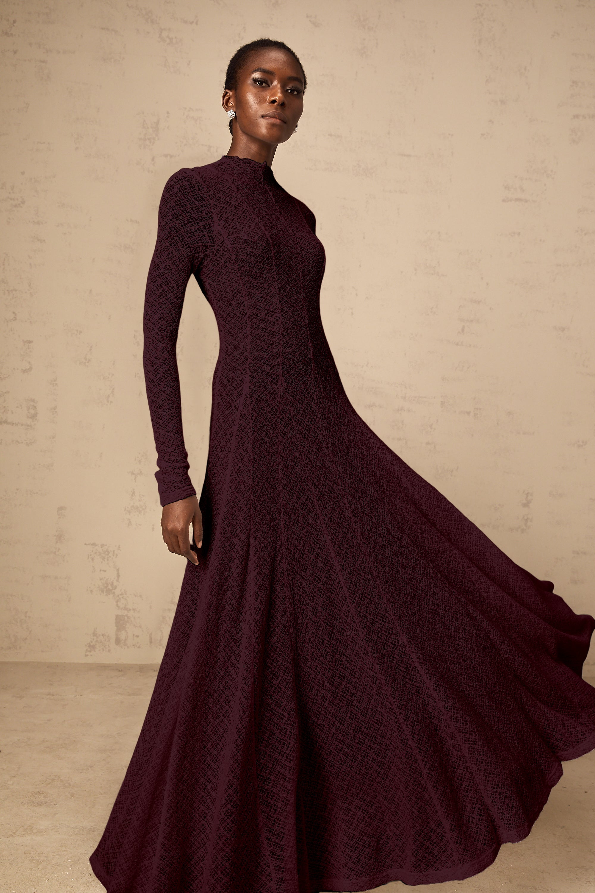 Athena wavy-pattern lace maxi dress in Red (Final Sale-US Only)