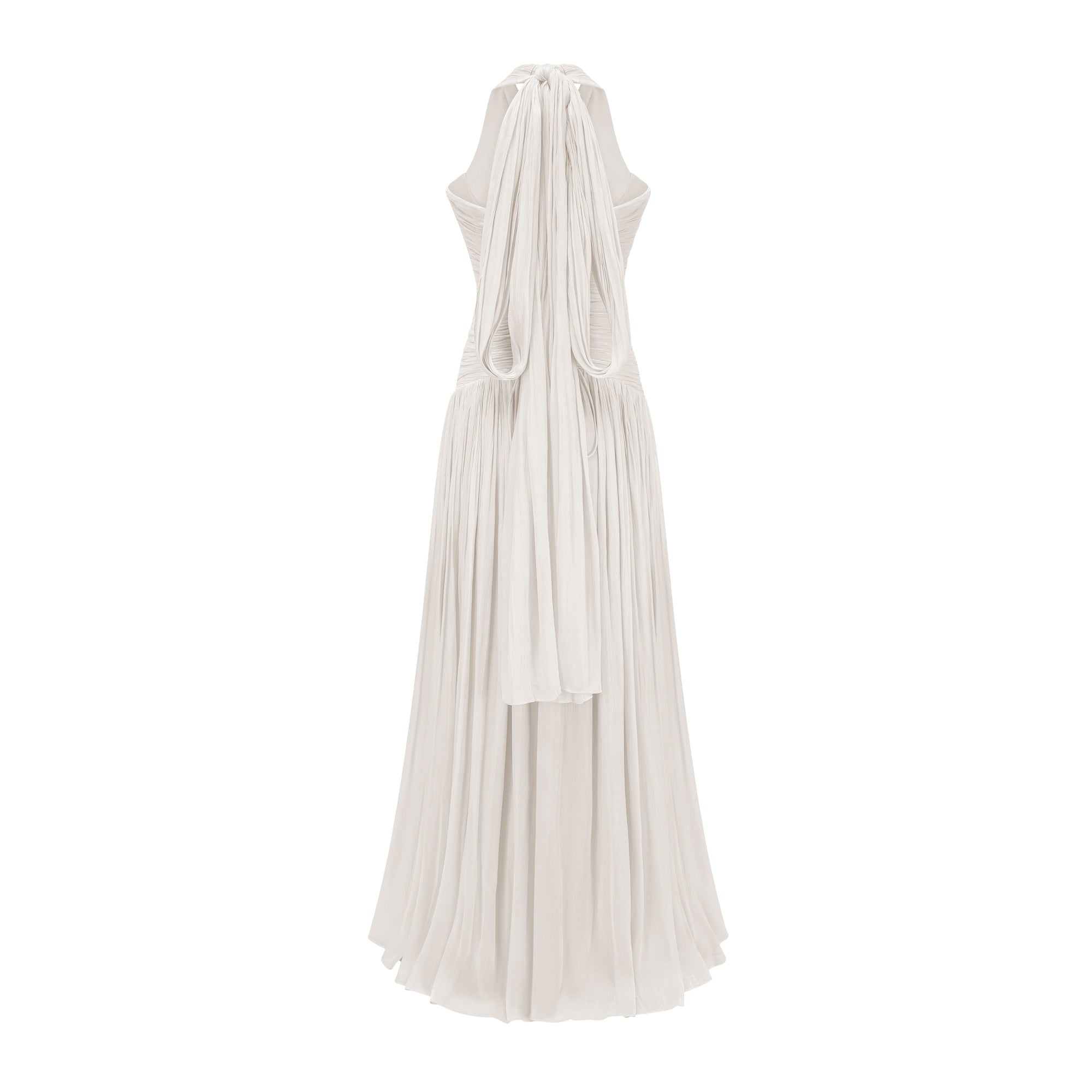 Térébenthine White Glossy Gathered Maxi Dress (Final Sale)