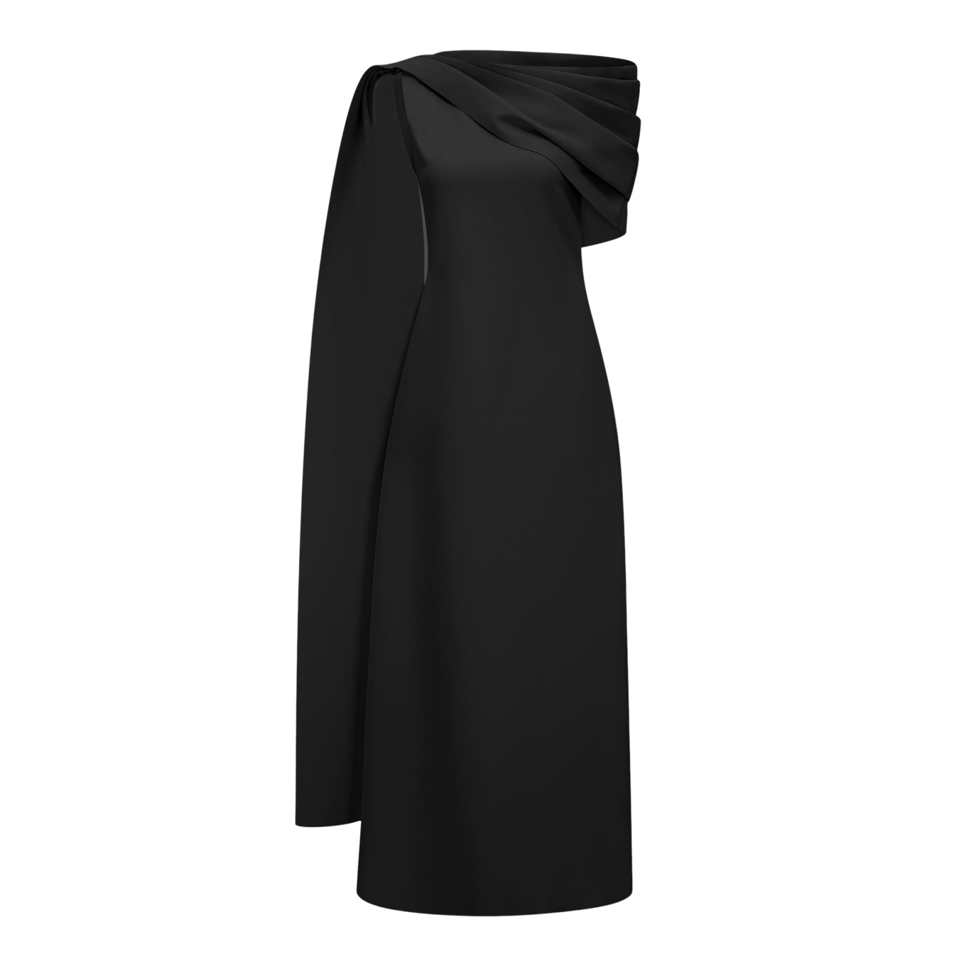 Annabelle Black Cape-Design Ribbon Maxi Dress (Final Sale)
