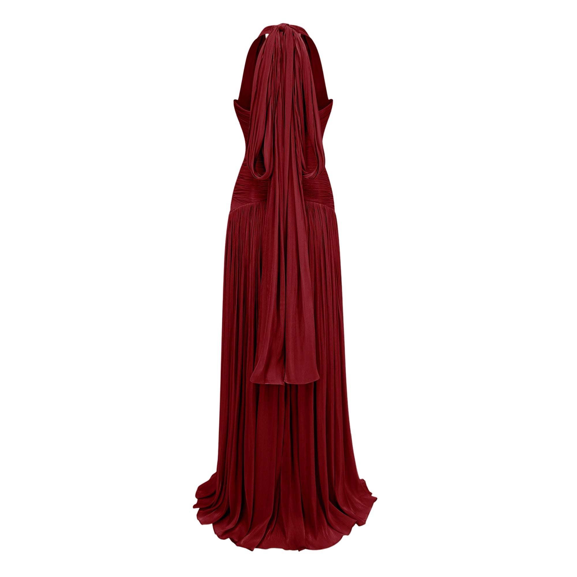 Uranie Red Gathered Maxi Dress (Final Sale-US Only)