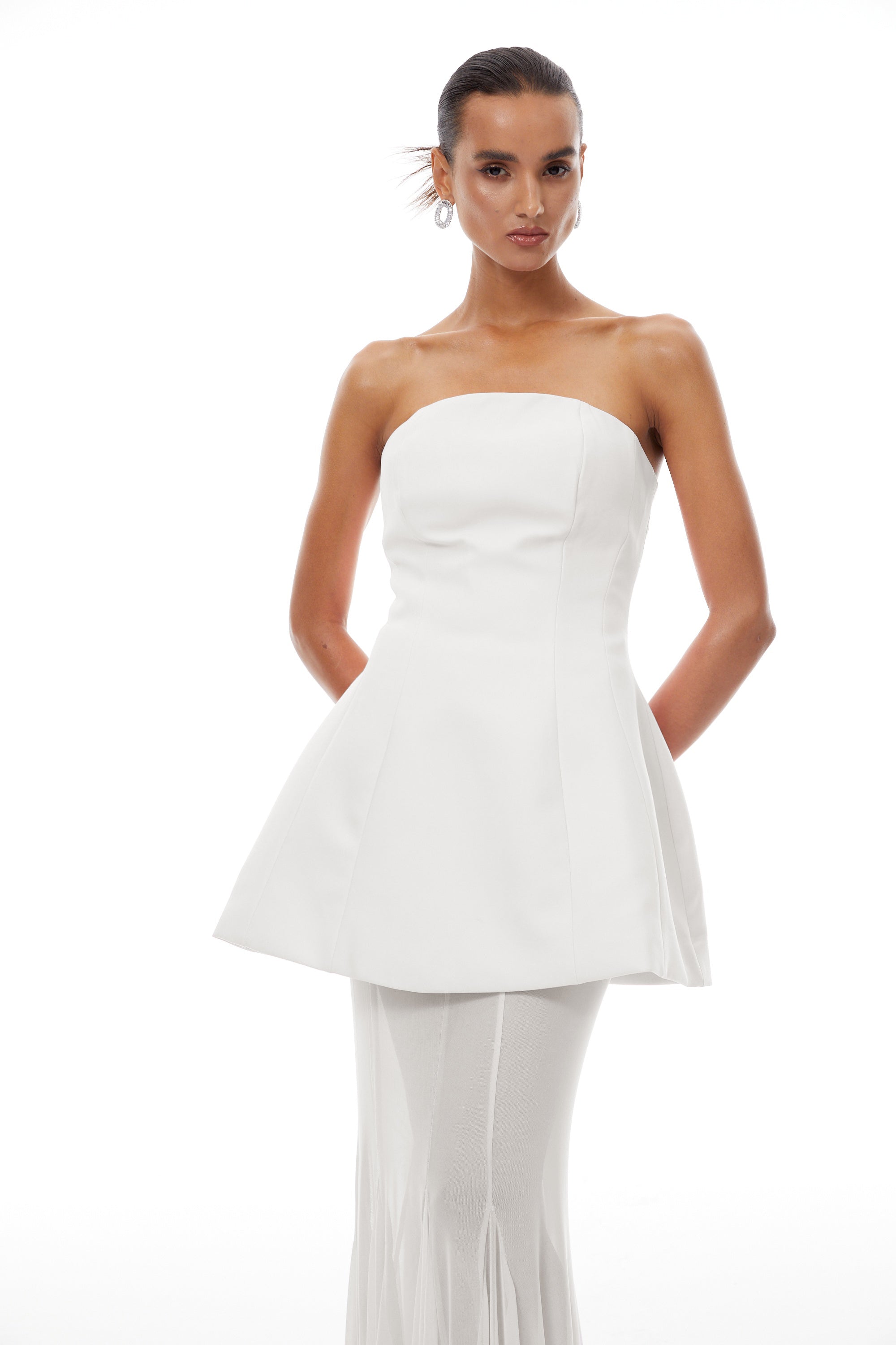 Mélanie White Corset Dress & Mesh Skirt Set (Final Sale-US Only)