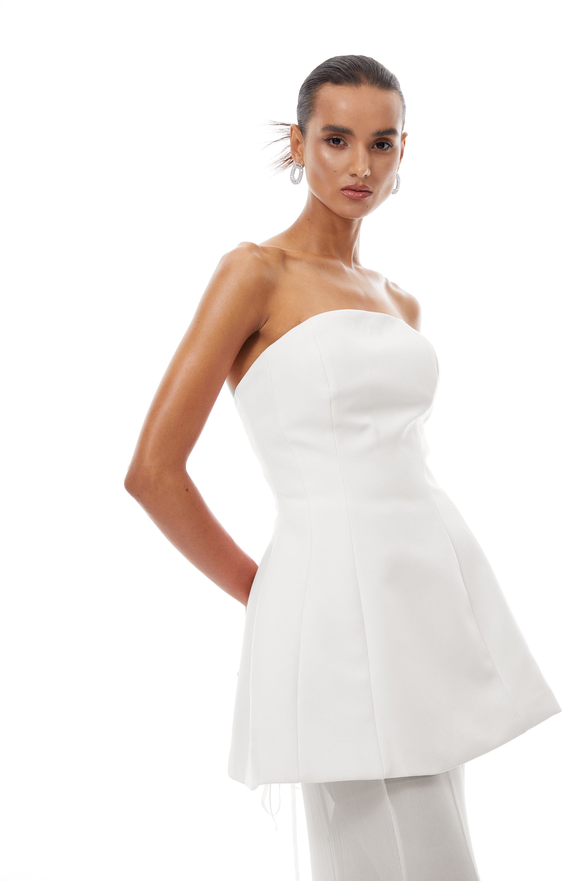 Mélanie White Corset Dress & Mesh Skirt Set (Final Sale-US Only)