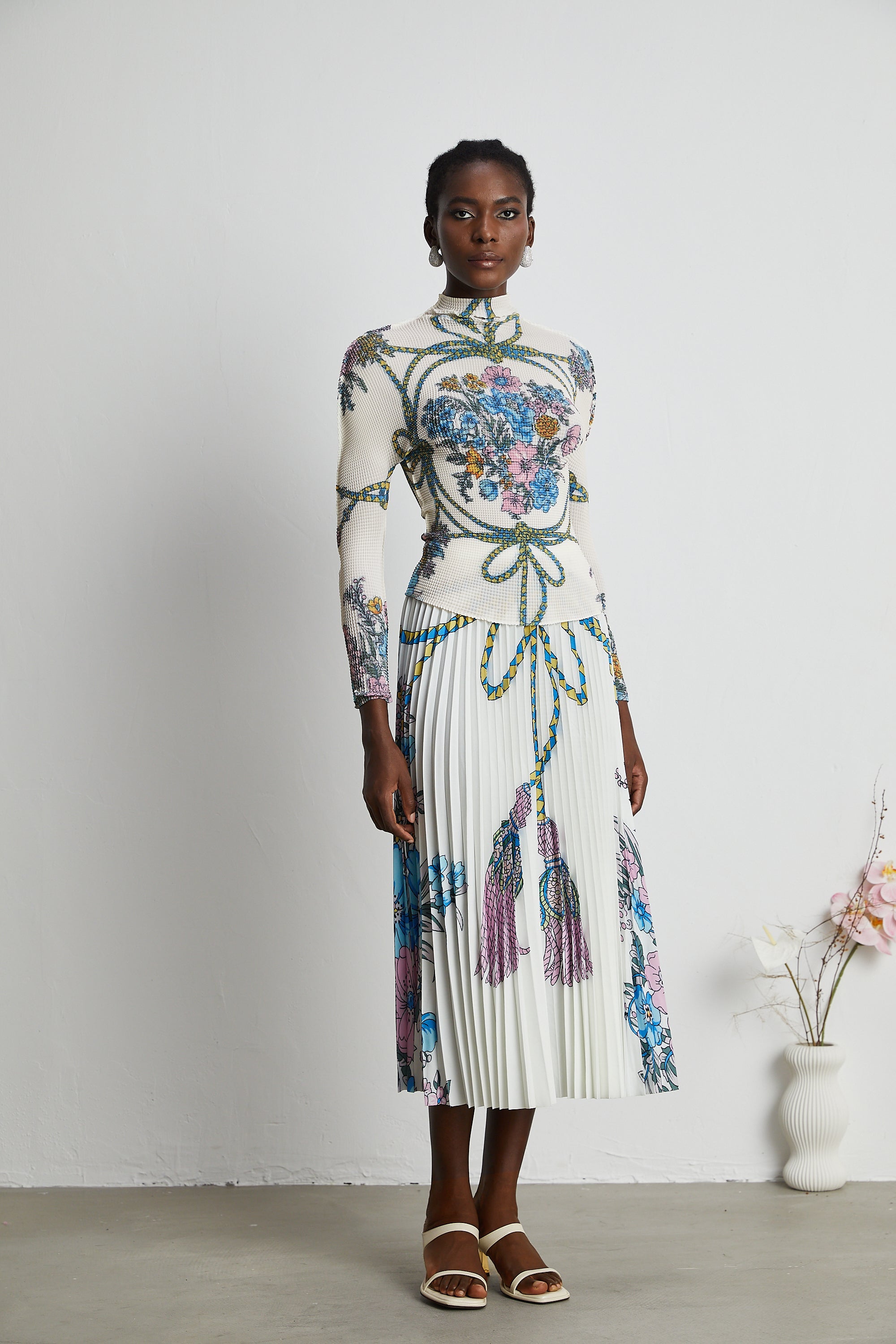 Huguette pattern-print top & skirt matching set (Final Sale)