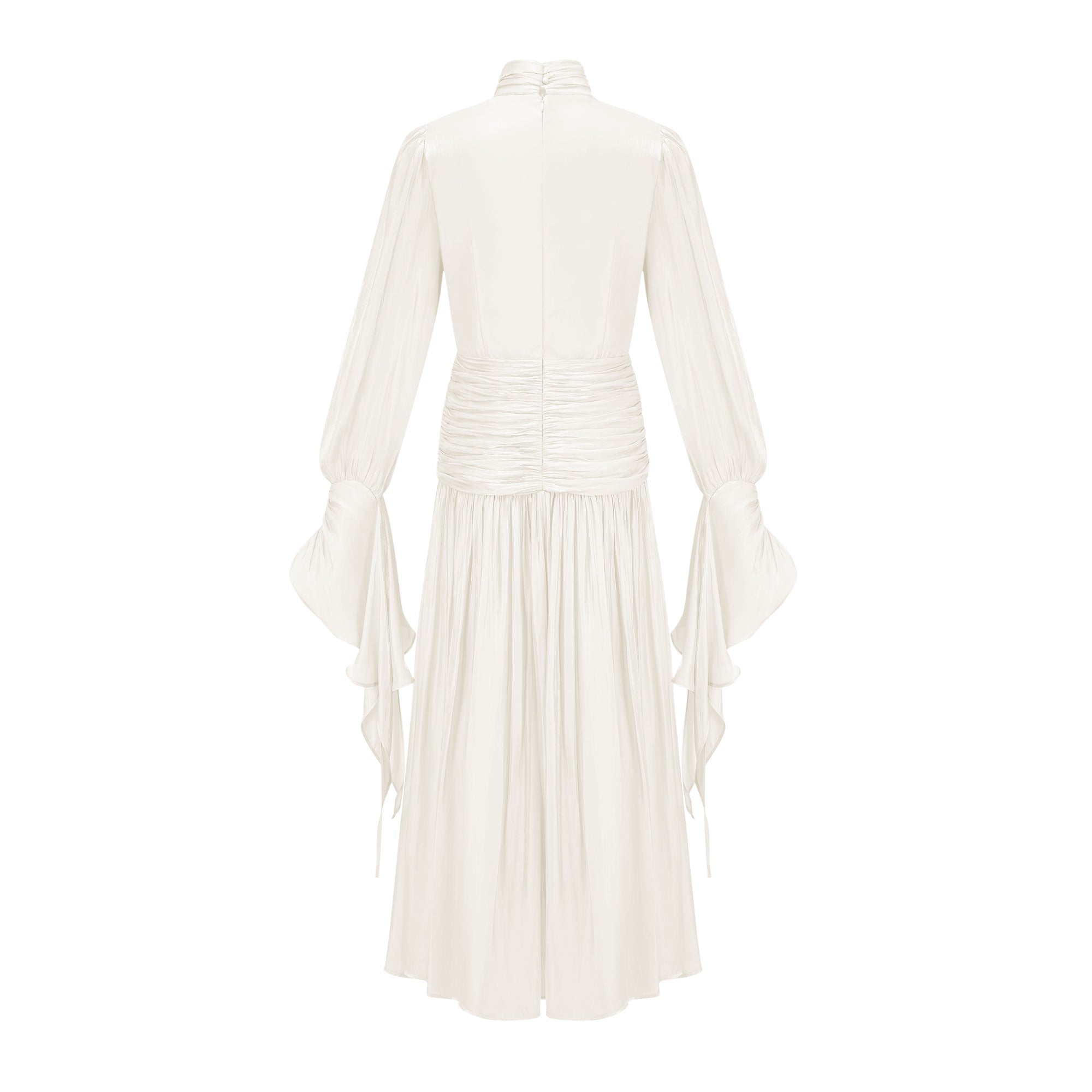 Sarolta Neutral Glossy Ruched Maxi Dress (Final Sale)