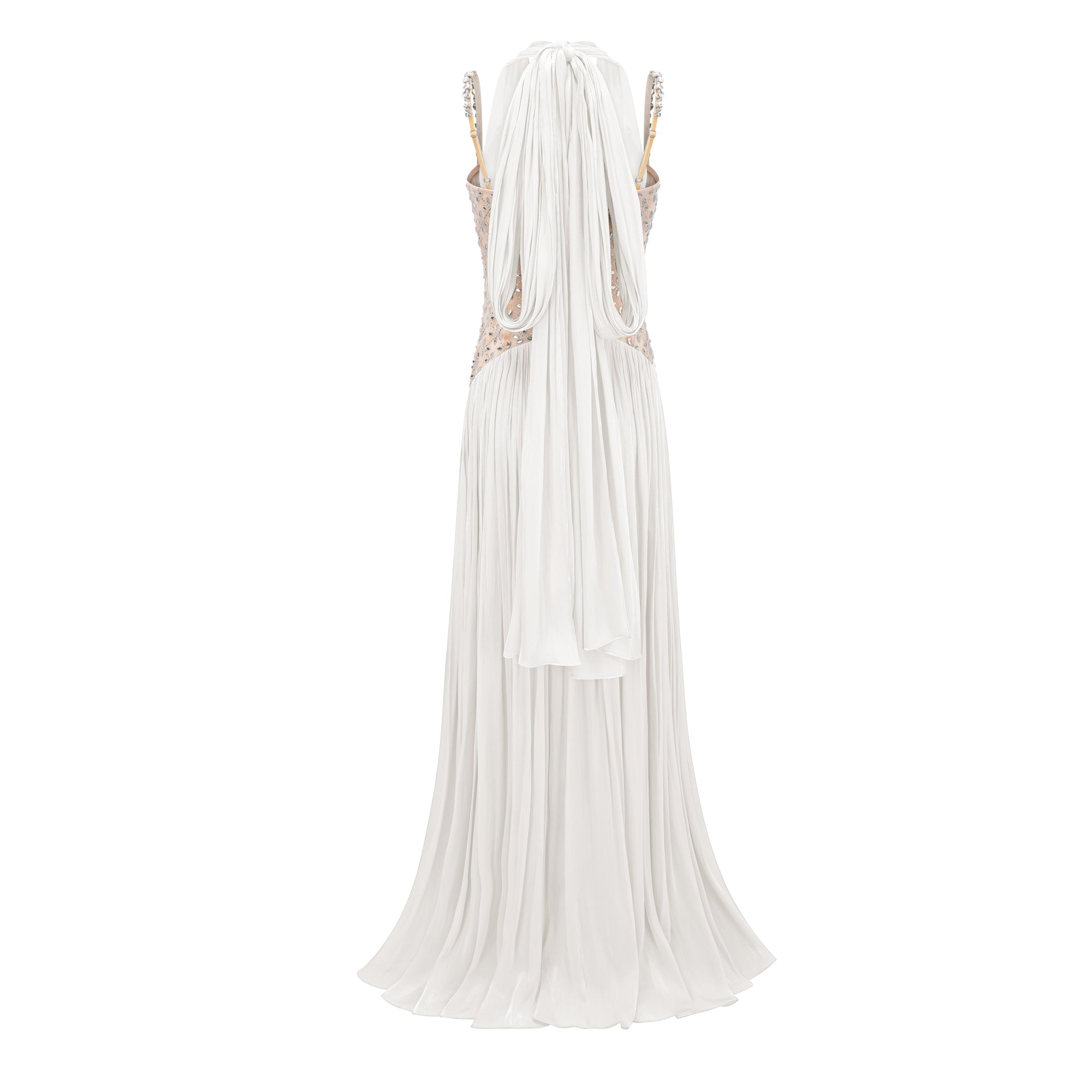 Gwenaëlle White Rhinestone Panel Maxi Dress (Final Sale)