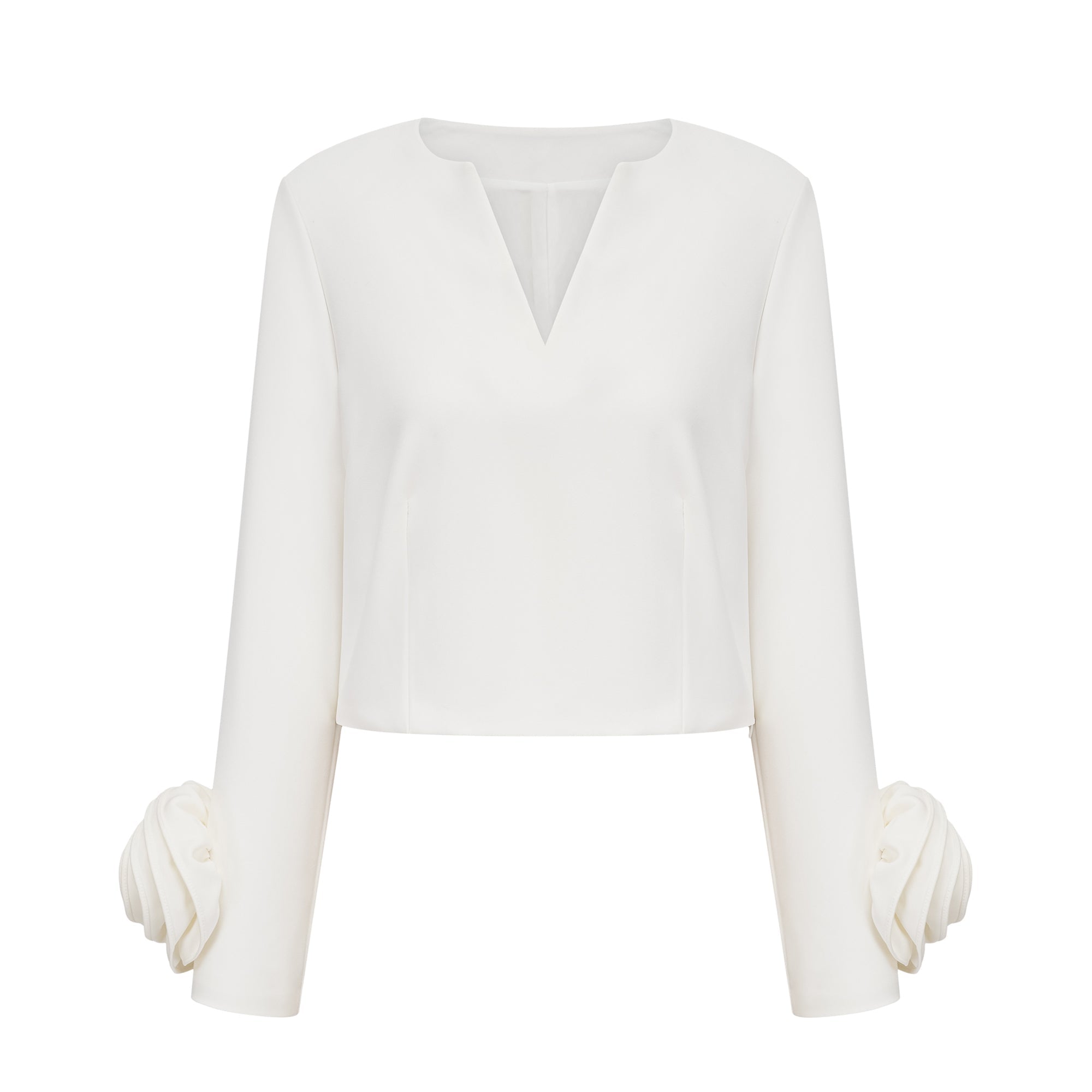 Hilaire white 3d-petal top & skirt matching set (Final Sale-US Only)