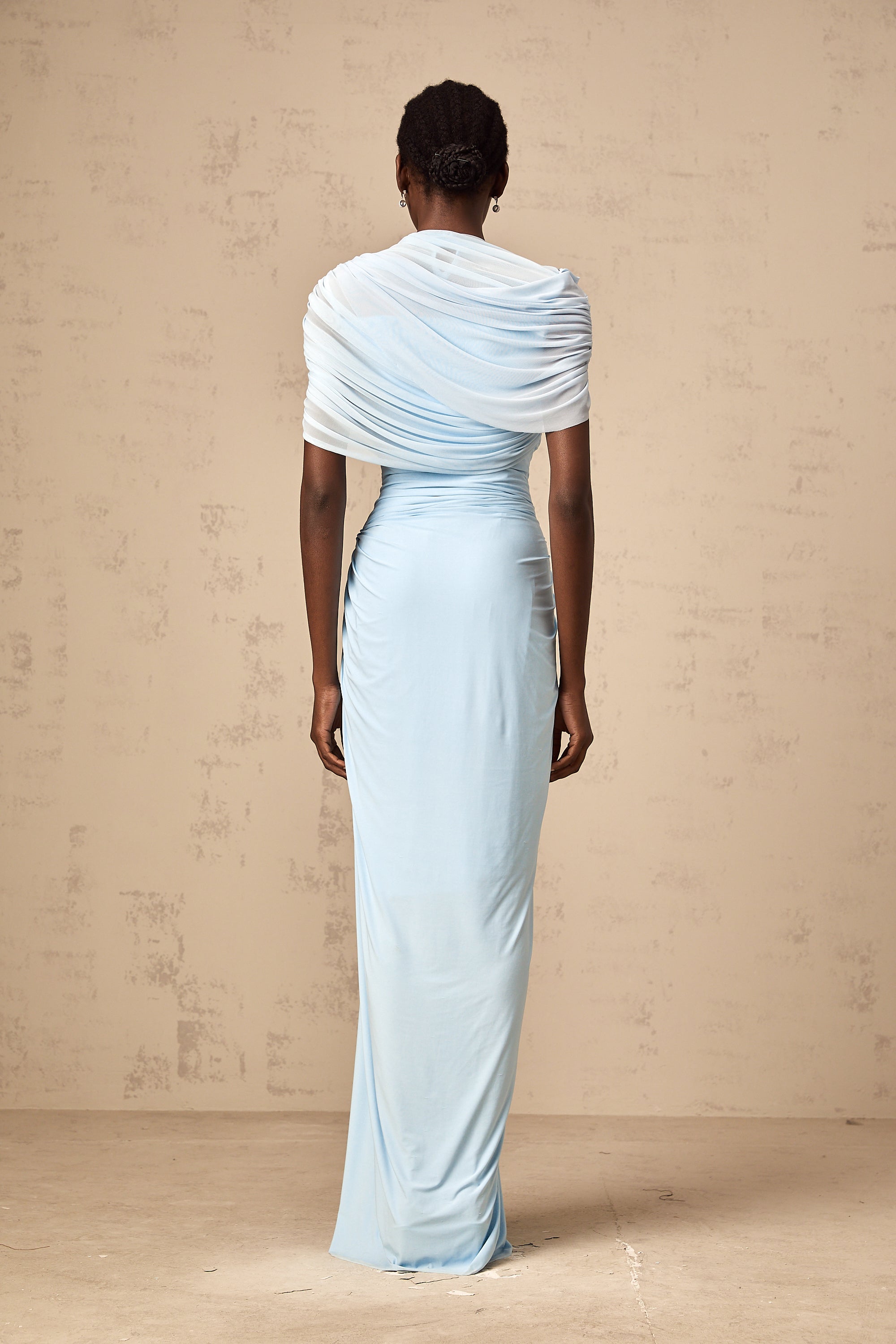 Asymmetrical Pleated Maxi Dress