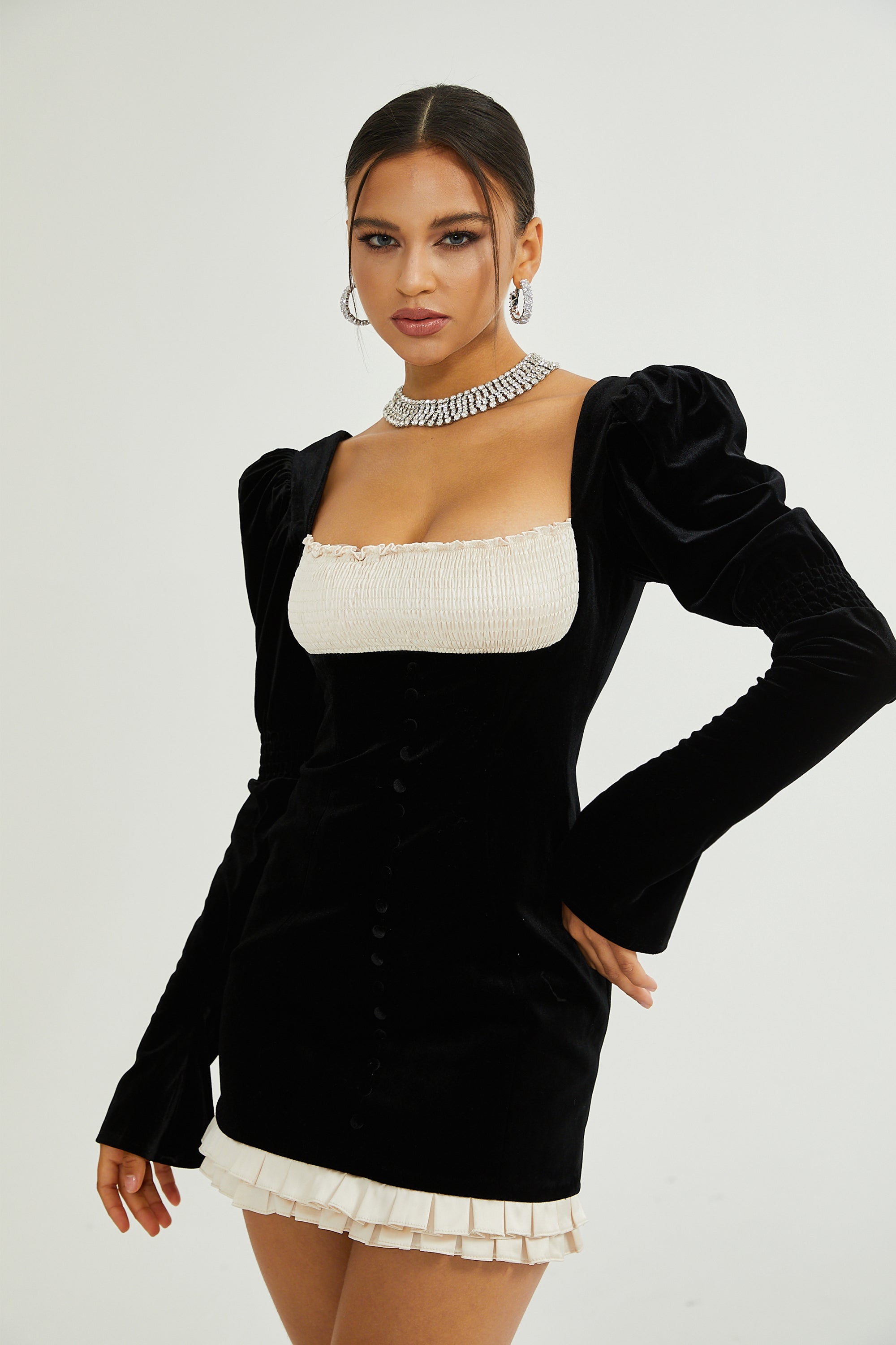 Coralie long-sleeved velvet mini dress (Final Sale-US Only)