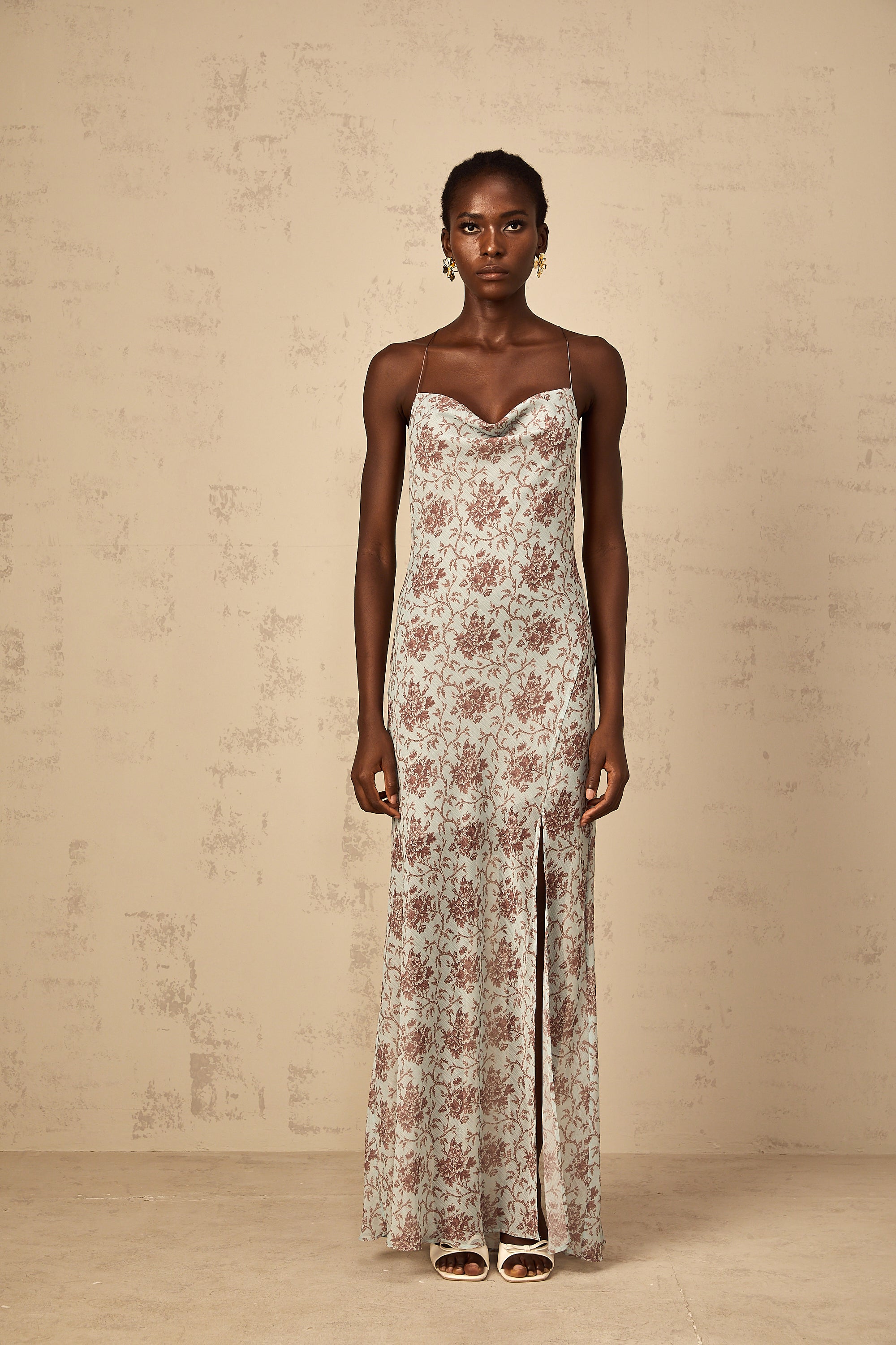 Honorine Blue Sleeveless Floral Print Maxi Dress (Final Sale)