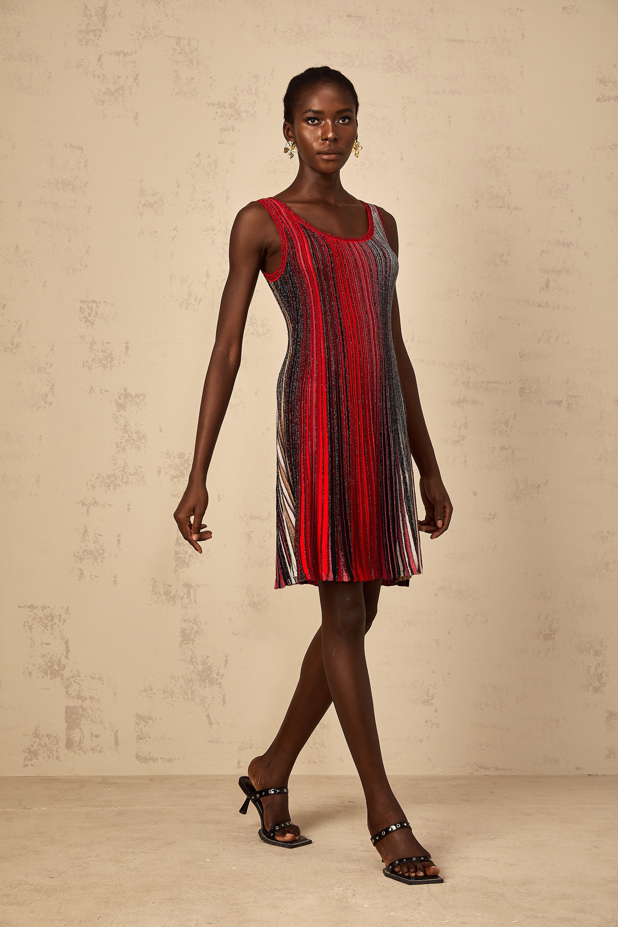 Amaryllis Red Sequin Striped Knit Mini Dress (Final Sale-US Only)