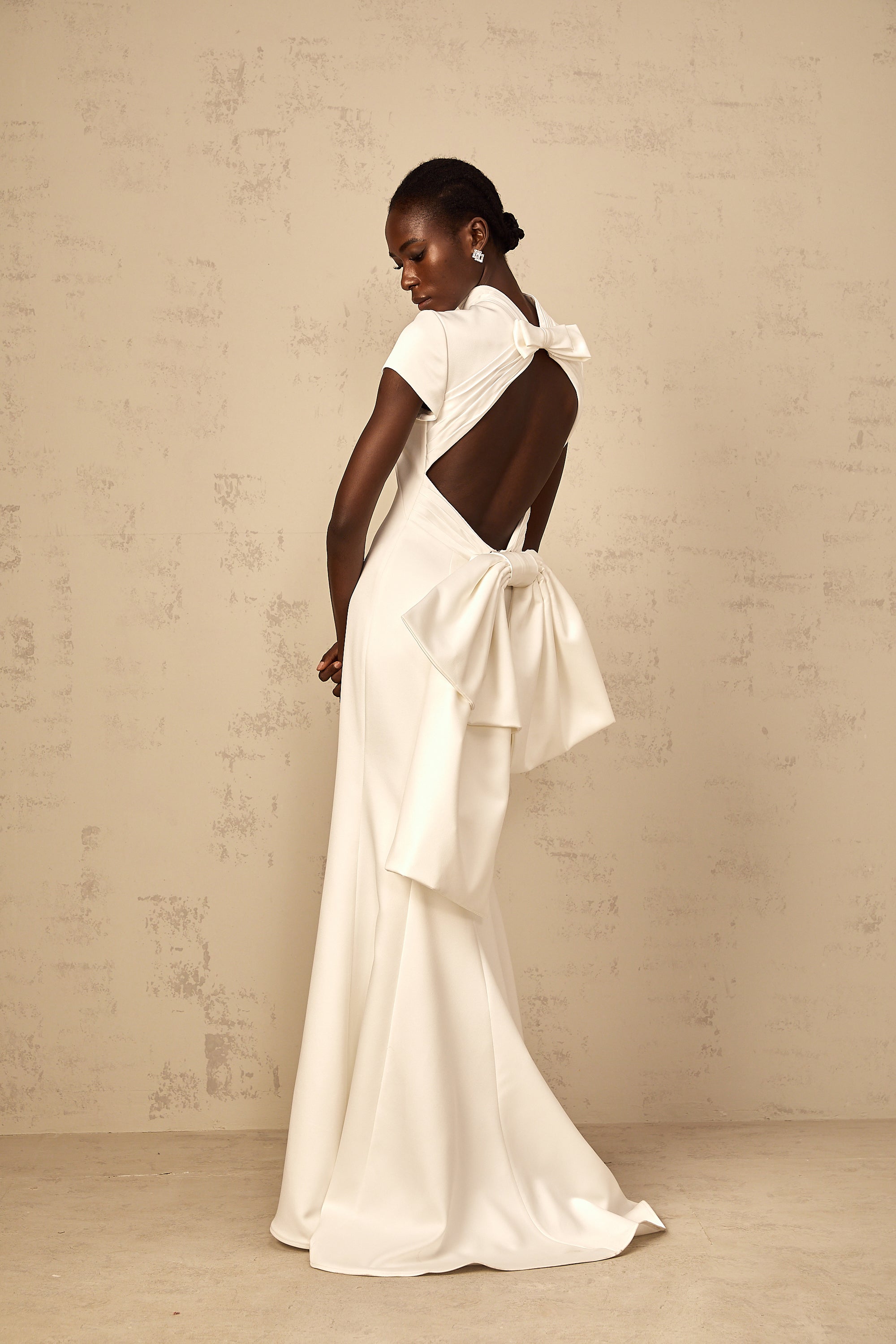 Camille White Statement Bow Mermaid Maxi Dress (Final Sale)