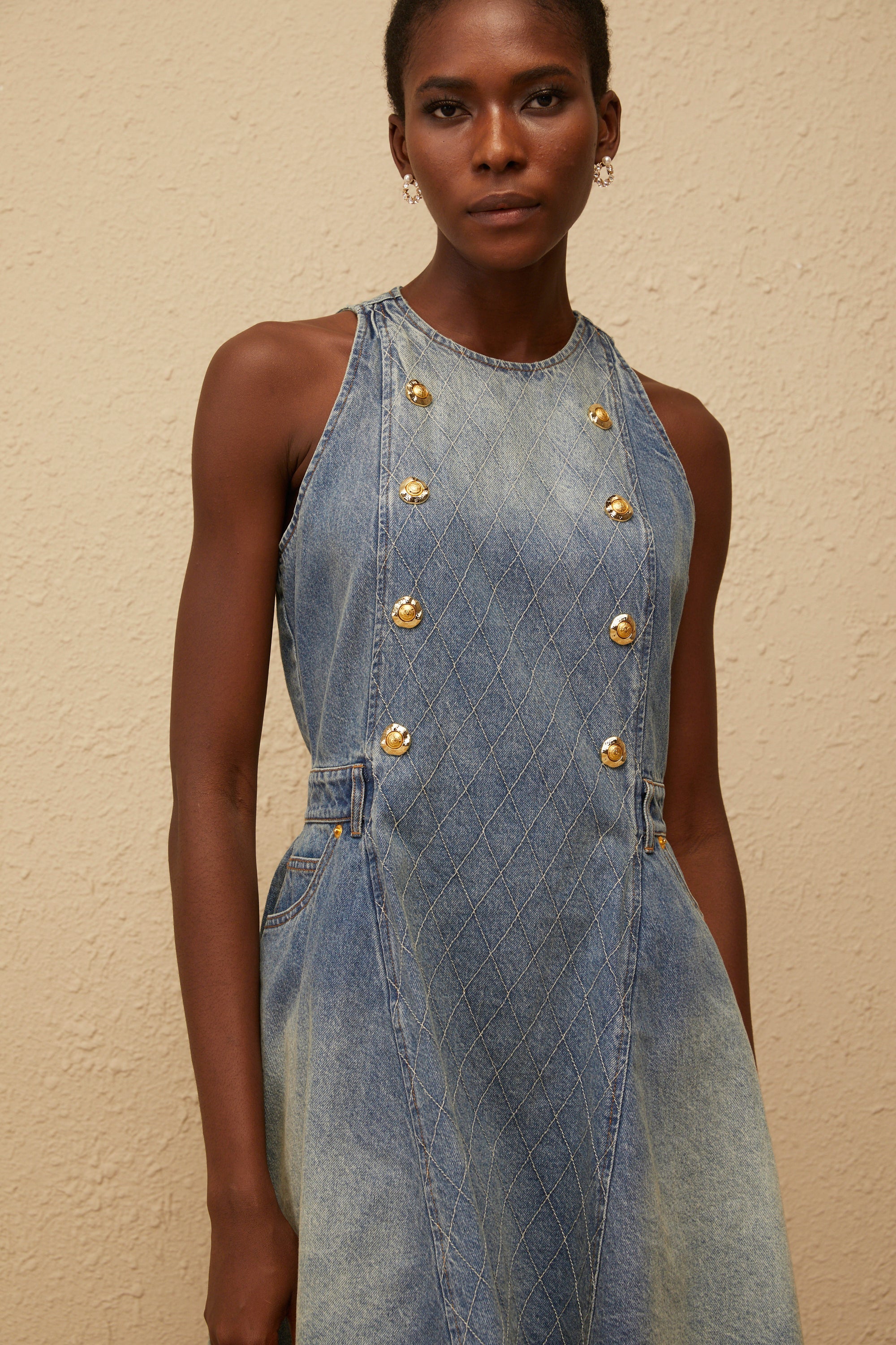 Gunnel Blue Faded Effect Denim Mini Dress (Final Sale-US Only)