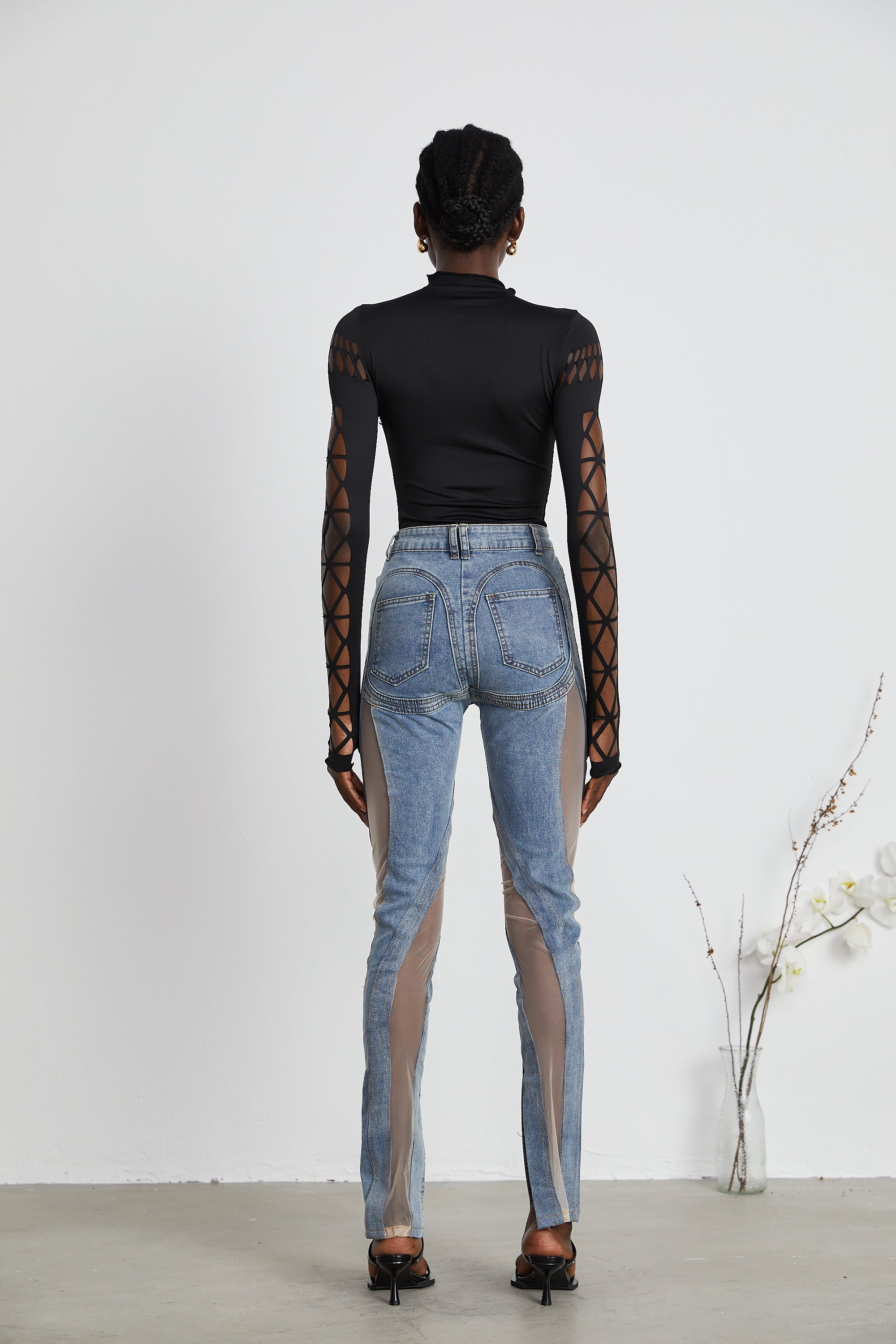 Aélis sheer-panelled jeans (Final Sale)