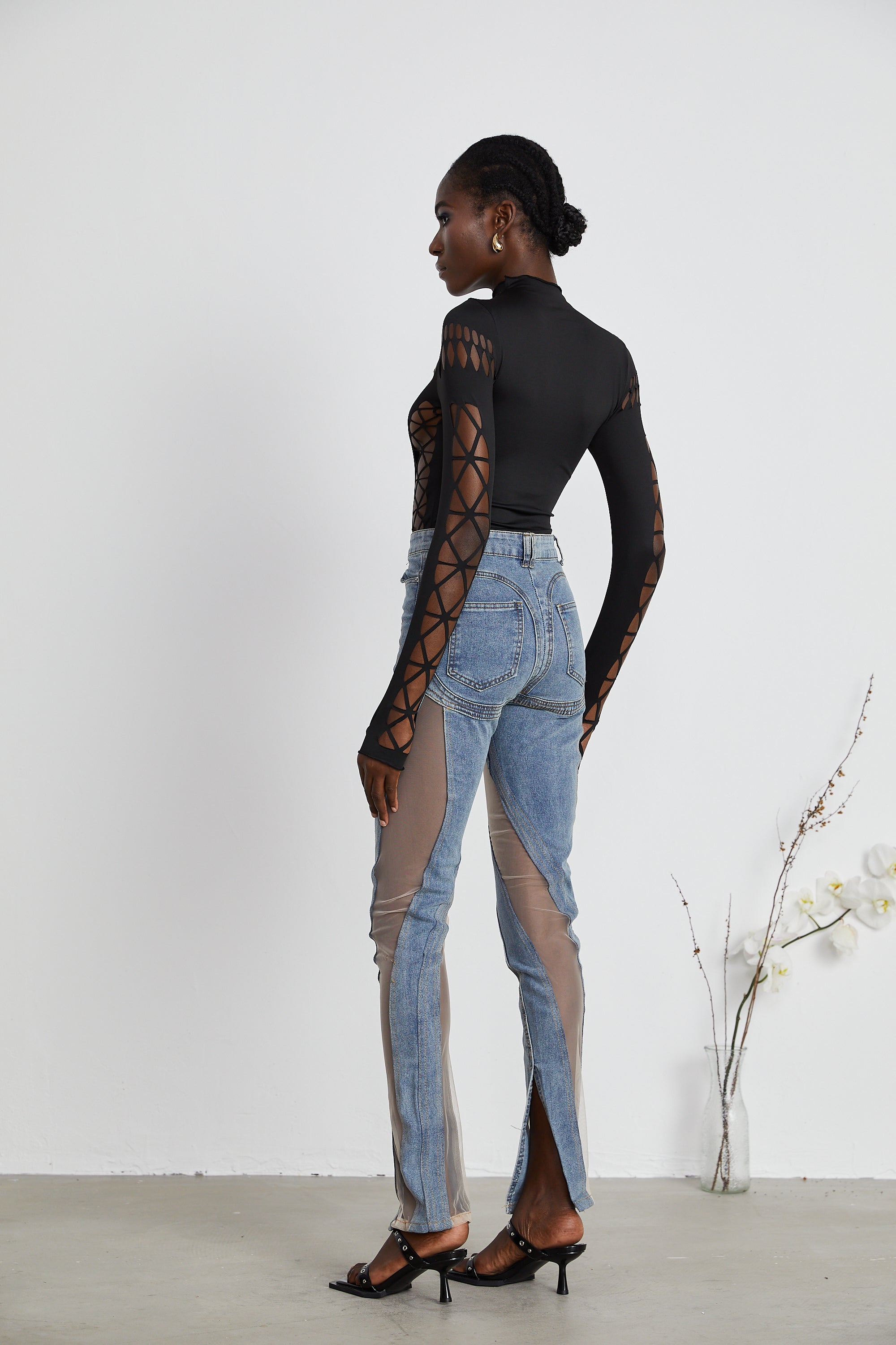 Aélis sheer-panelled jeans (Final Sale)