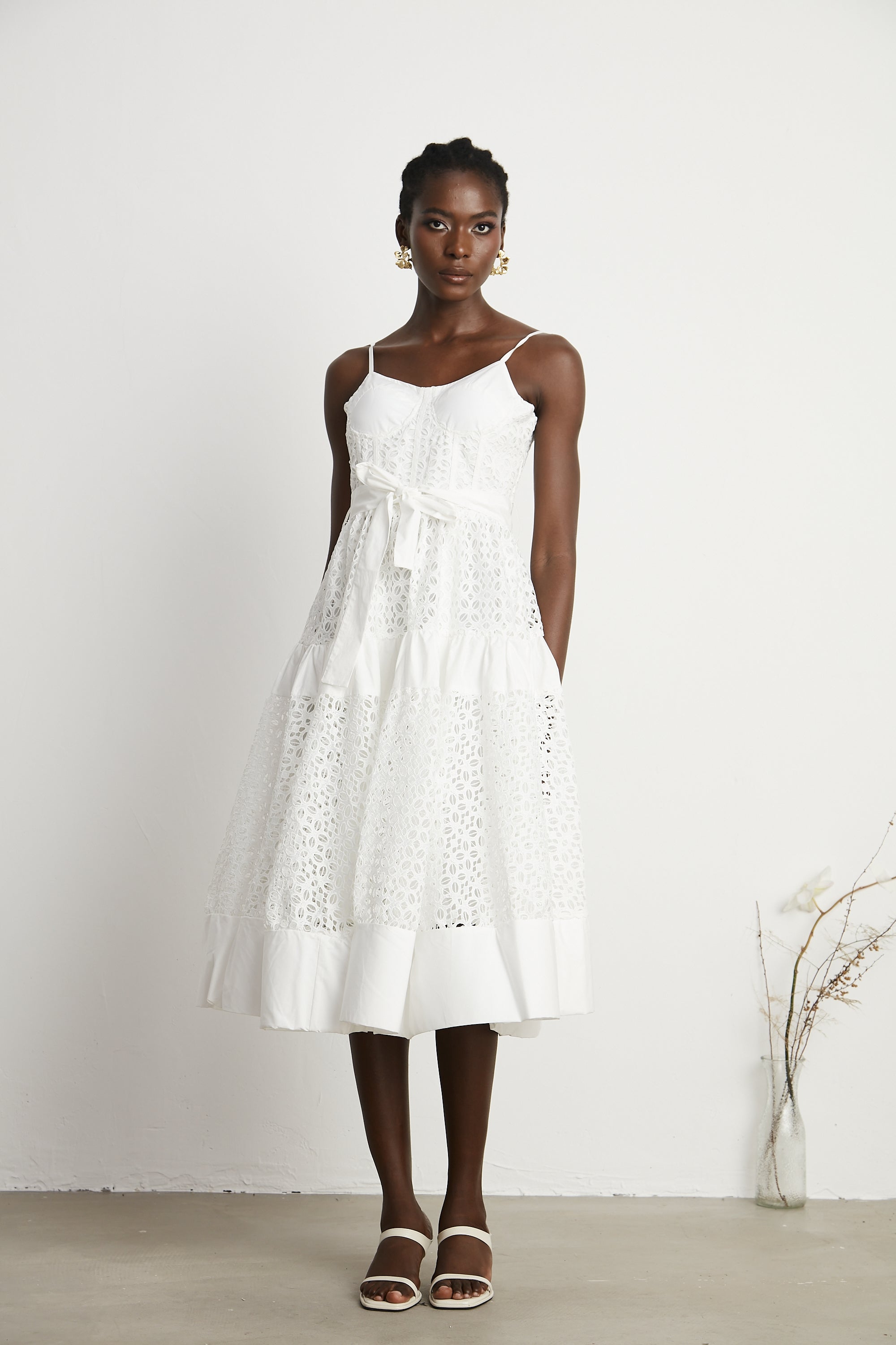 Catriona belted cut-out cotton midi dress (Final Sale-US Only)