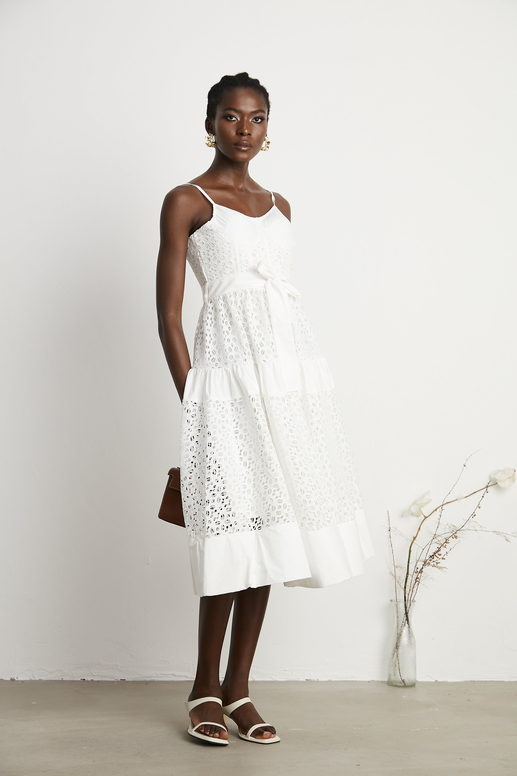 Catriona belted cut-out cotton midi dress (Final Sale-US Only)