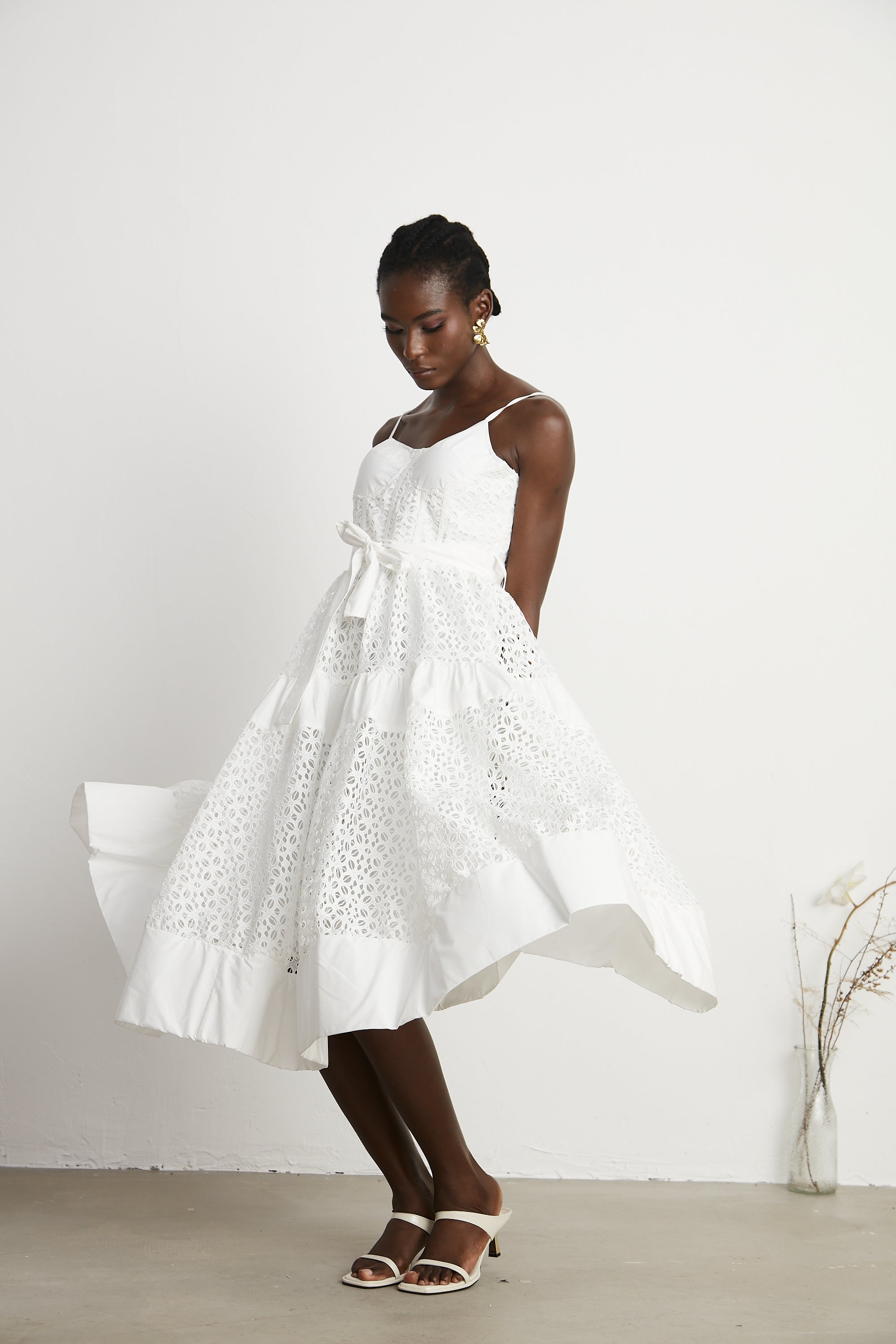 Catriona belted cut-out cotton midi dress (Final Sale-US Only)