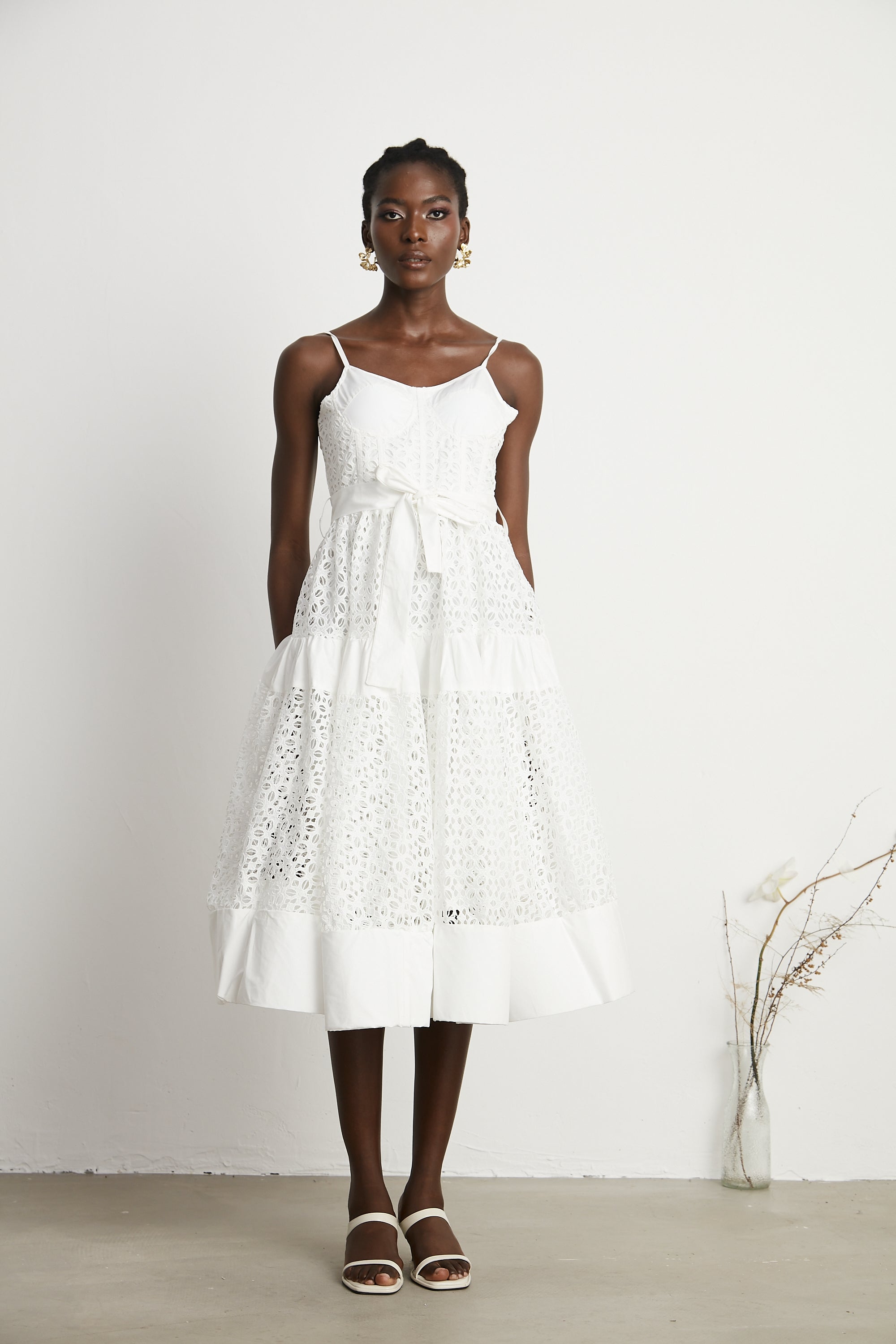 Catriona belted cut-out cotton midi dress (Final Sale-US Only)